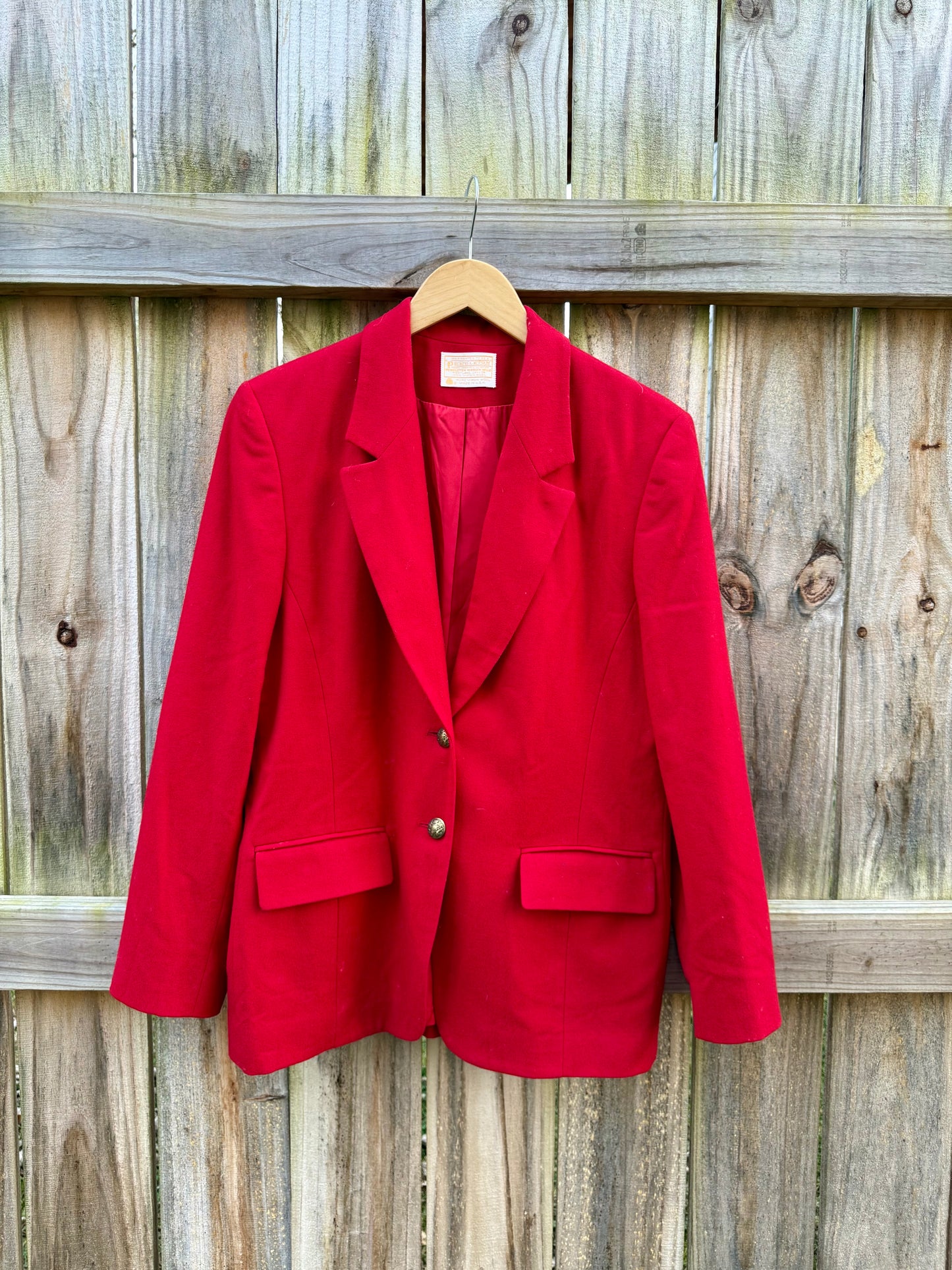 Vintage Pendleton Red Wool Blazer – Pure Virgin Wool, Made in USA