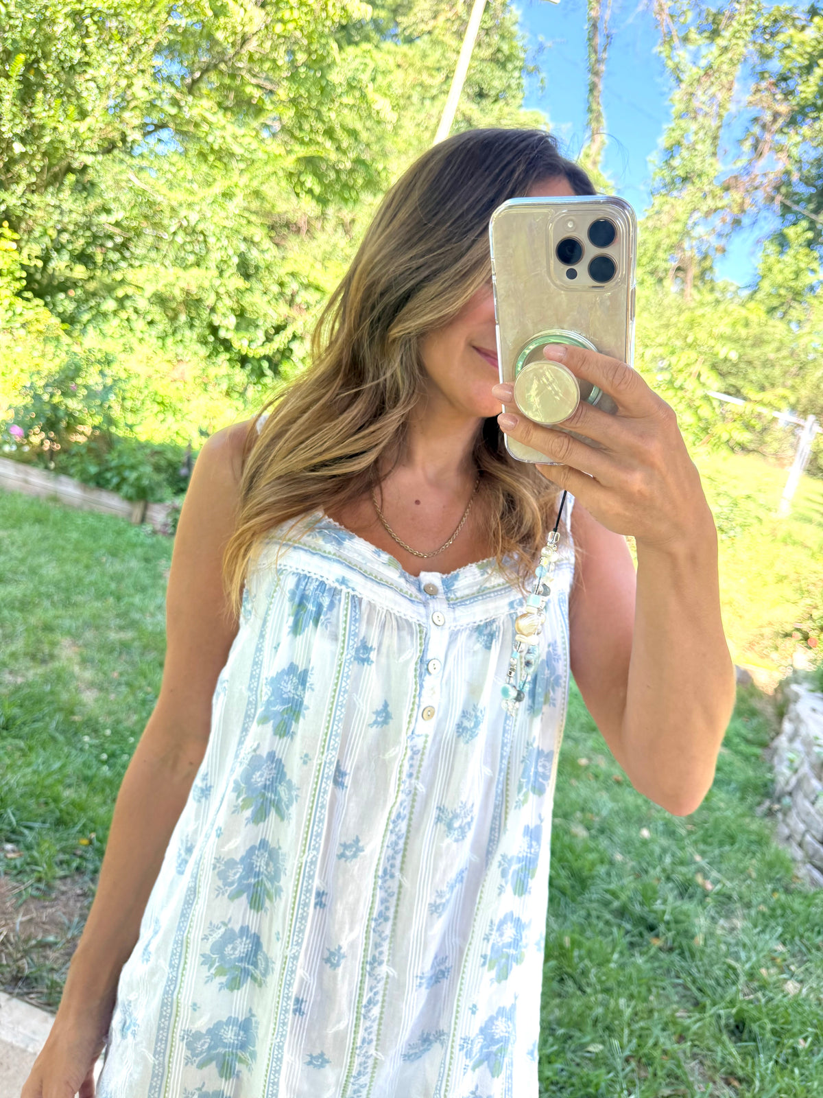 Coastal Floral Cotton House Dress