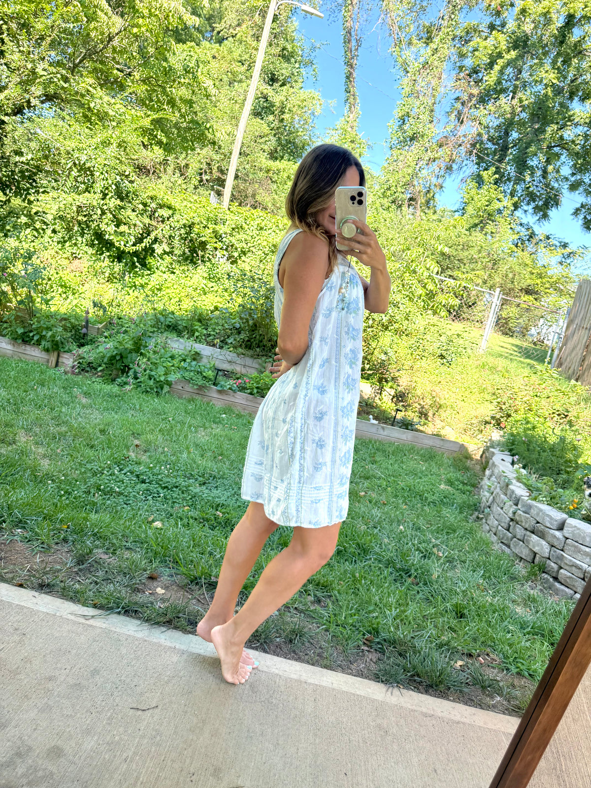 Coastal Floral Cotton House Dress