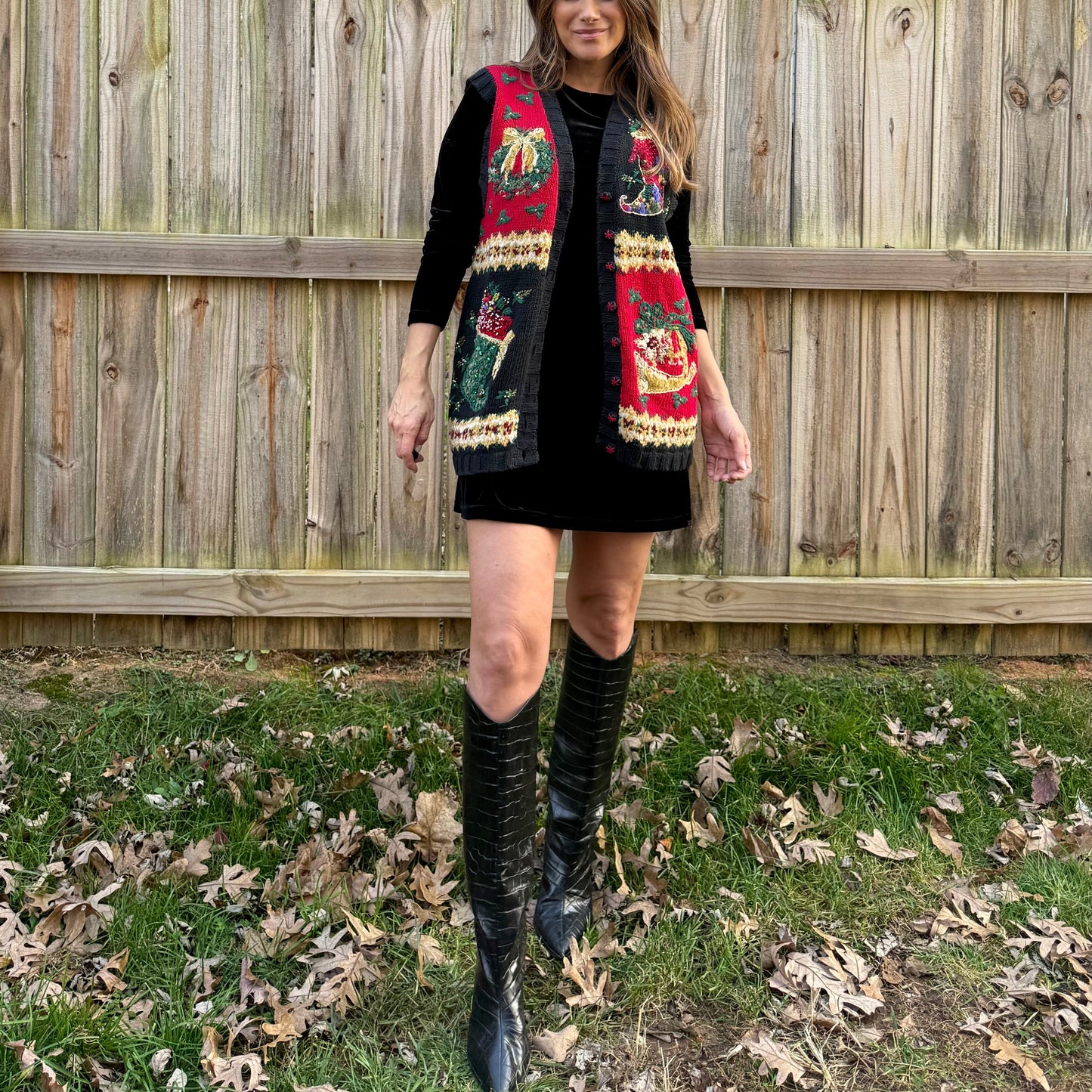 Vintage Tiara International Holiday Knit Vest Christmas Sweater