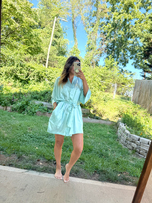Vintage Victoria’s Secret Angel Aqua Satin Robe
