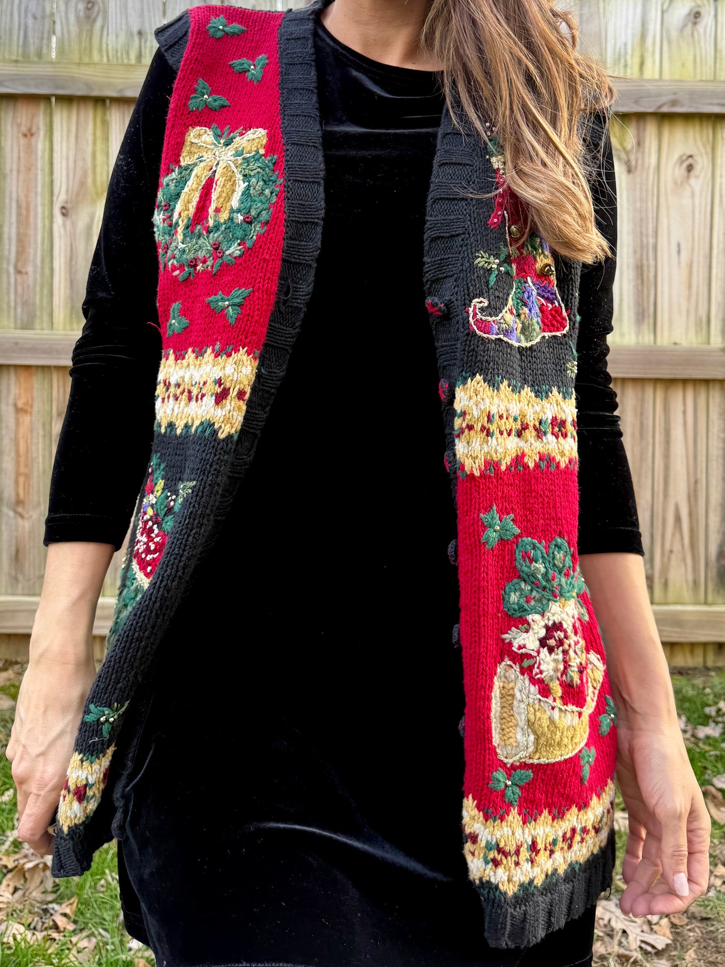 Vintage Tiara International Holiday Knit Vest Christmas Sweater