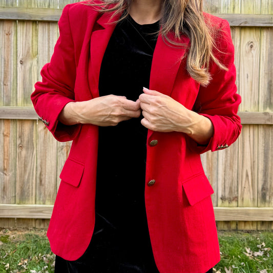 Vintage Pendleton Red Wool Blazer – Pure Virgin Wool, Made in USA