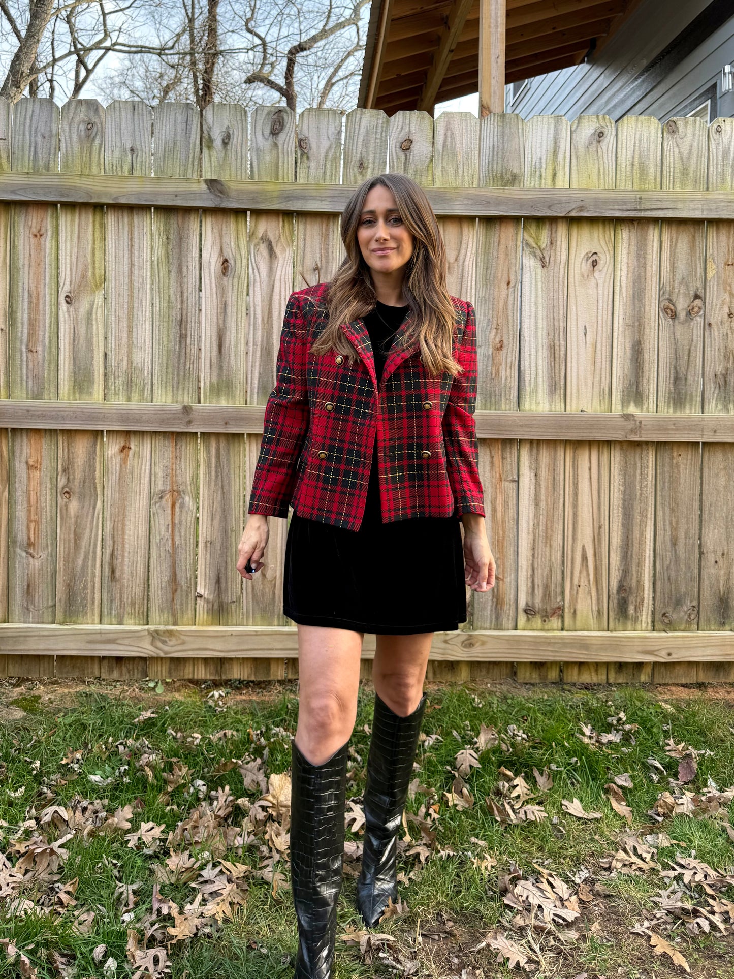 Vintage Red Tartan Wool Blazer (Made in USA) J H Collectibles