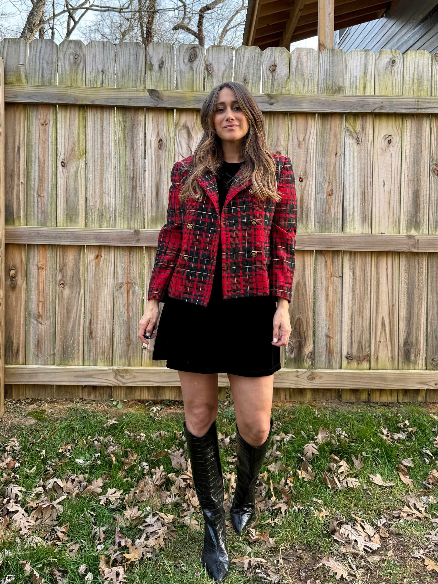 Vintage Red Tartan Wool Blazer (Made in USA) J H Collectibles