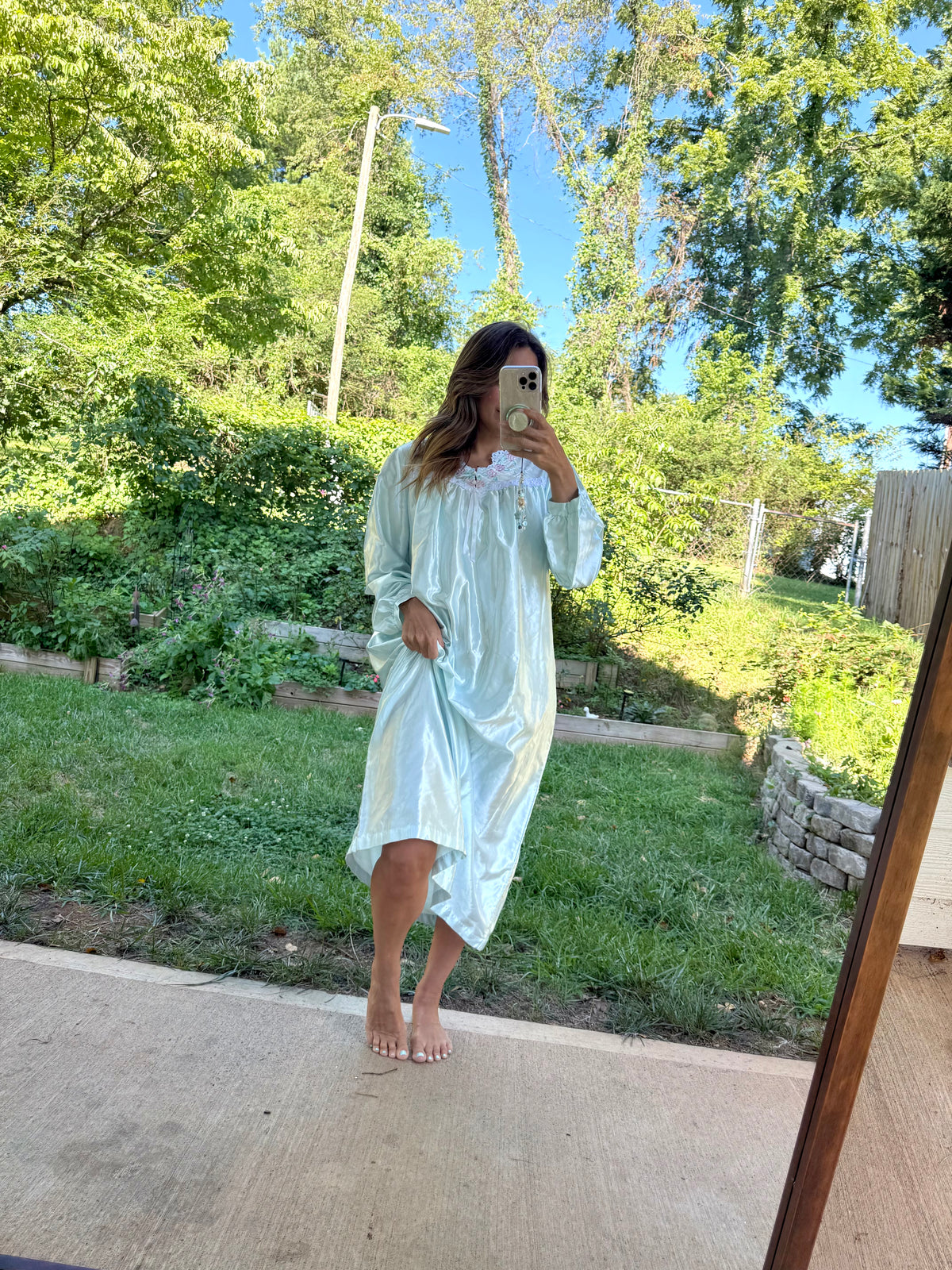 Vintage 90s Fundamentals Embroidered Satin Nightgown