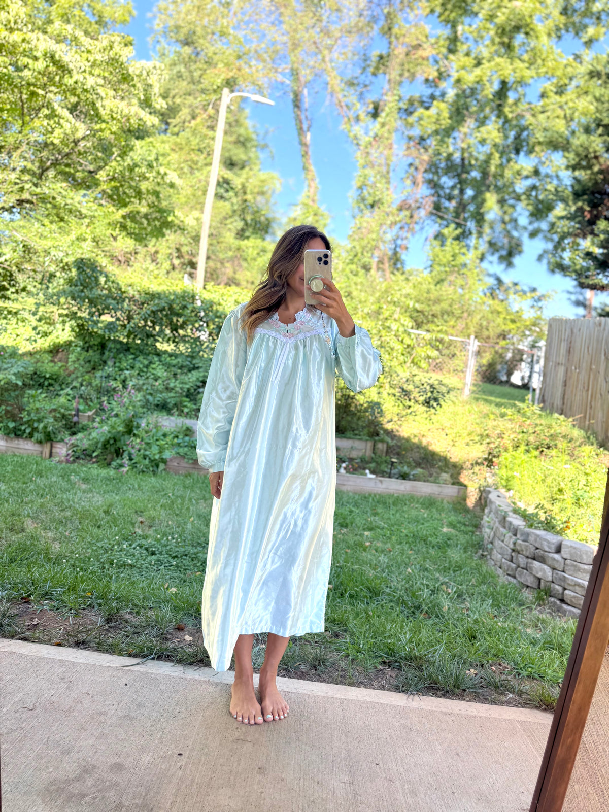 Vintage 90s Fundamentals Embroidered Satin Nightgown