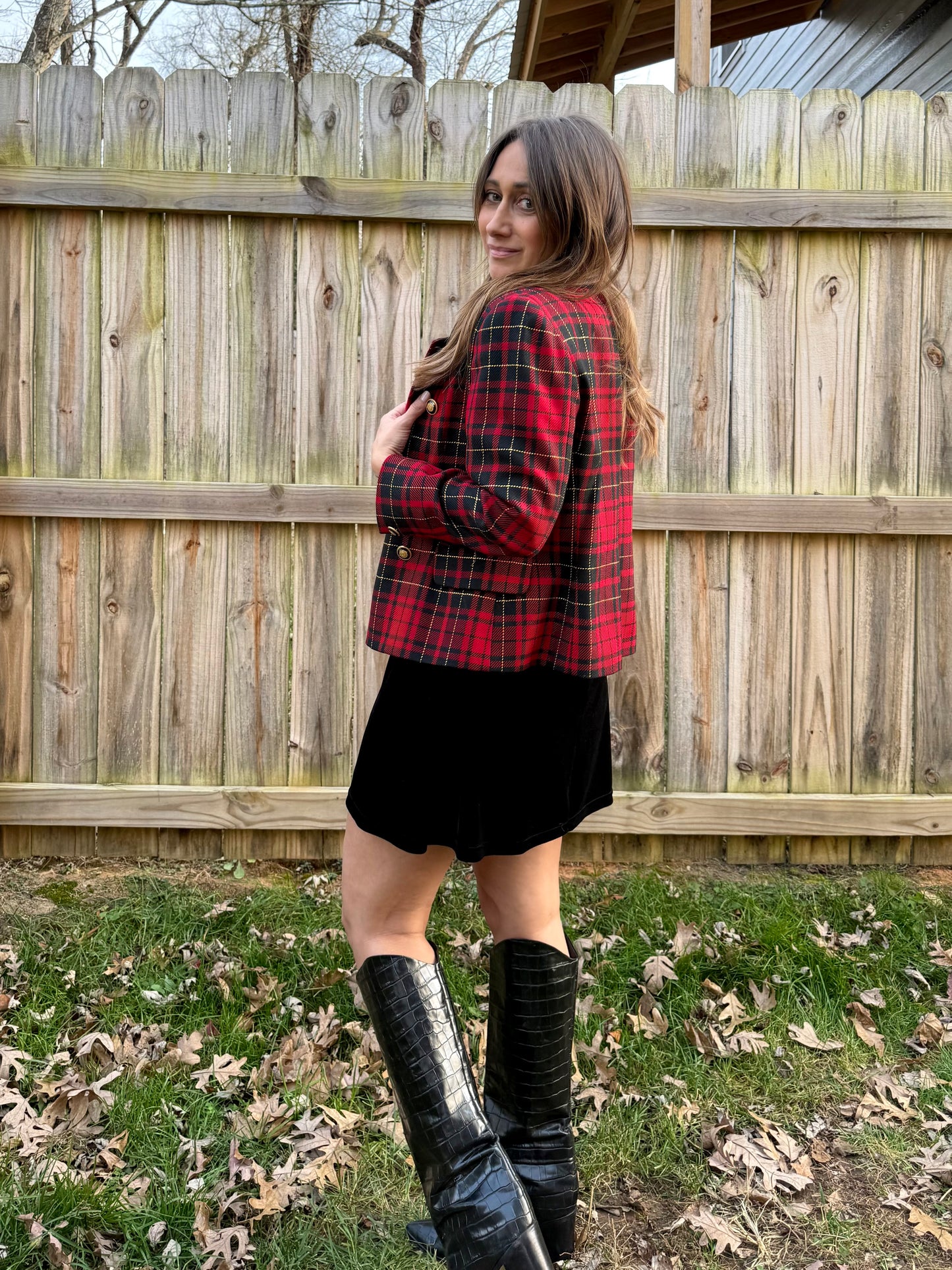 Vintage Red Tartan Wool Blazer (Made in USA) J H Collectibles