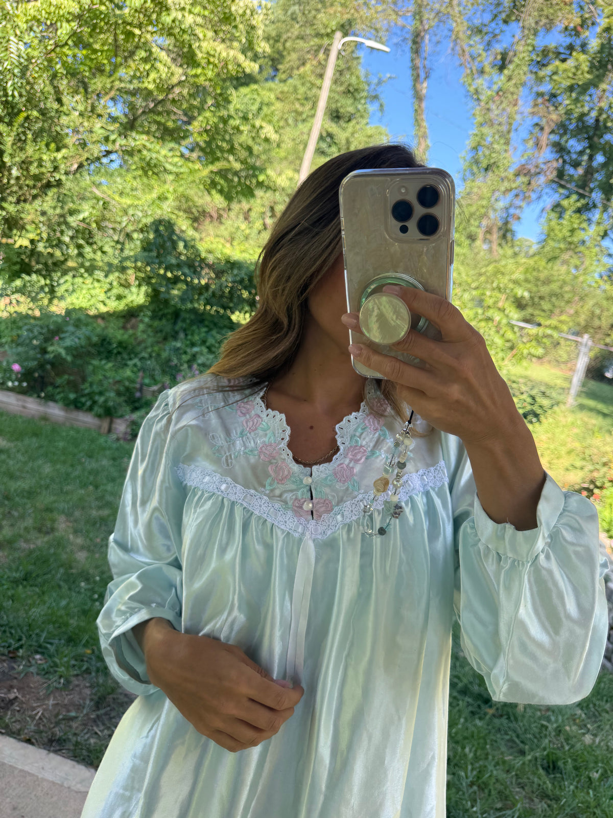 Vintage 90s Fundamentals Embroidered Satin Nightgown