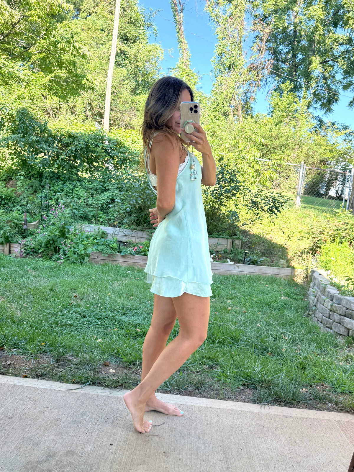 Natori Sea Glass Embroidered Slip Dress