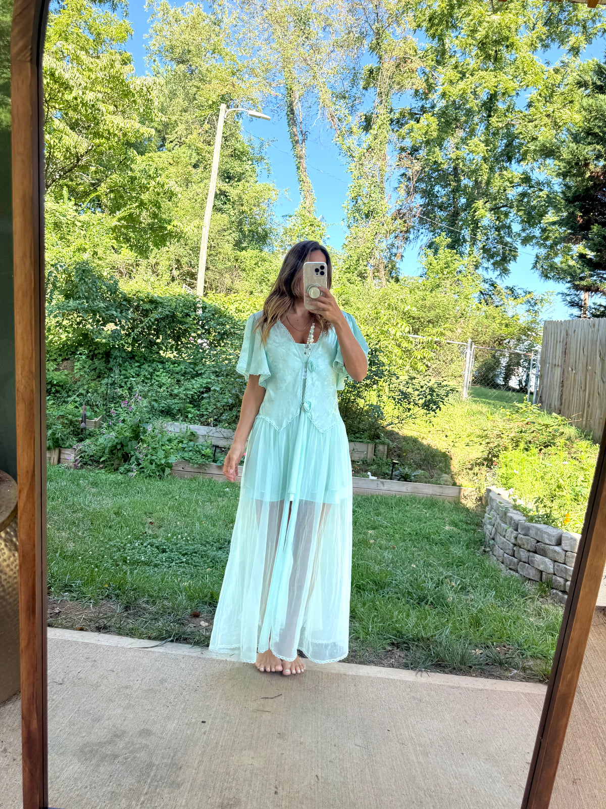 Vintage Sea Glass Sheer House Robe