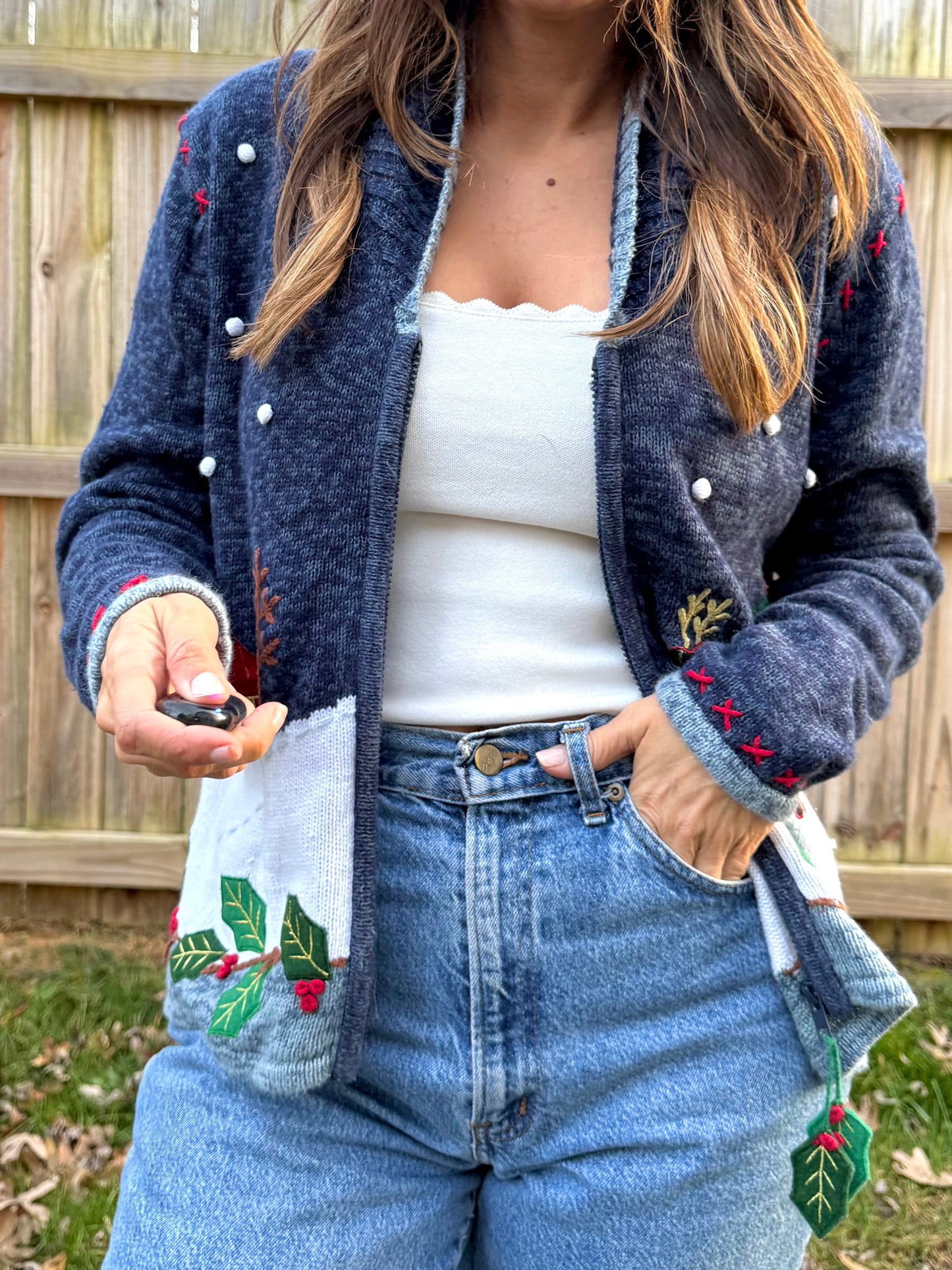 Vintage Tiara International Holiday Christmas Cardigan Sweater