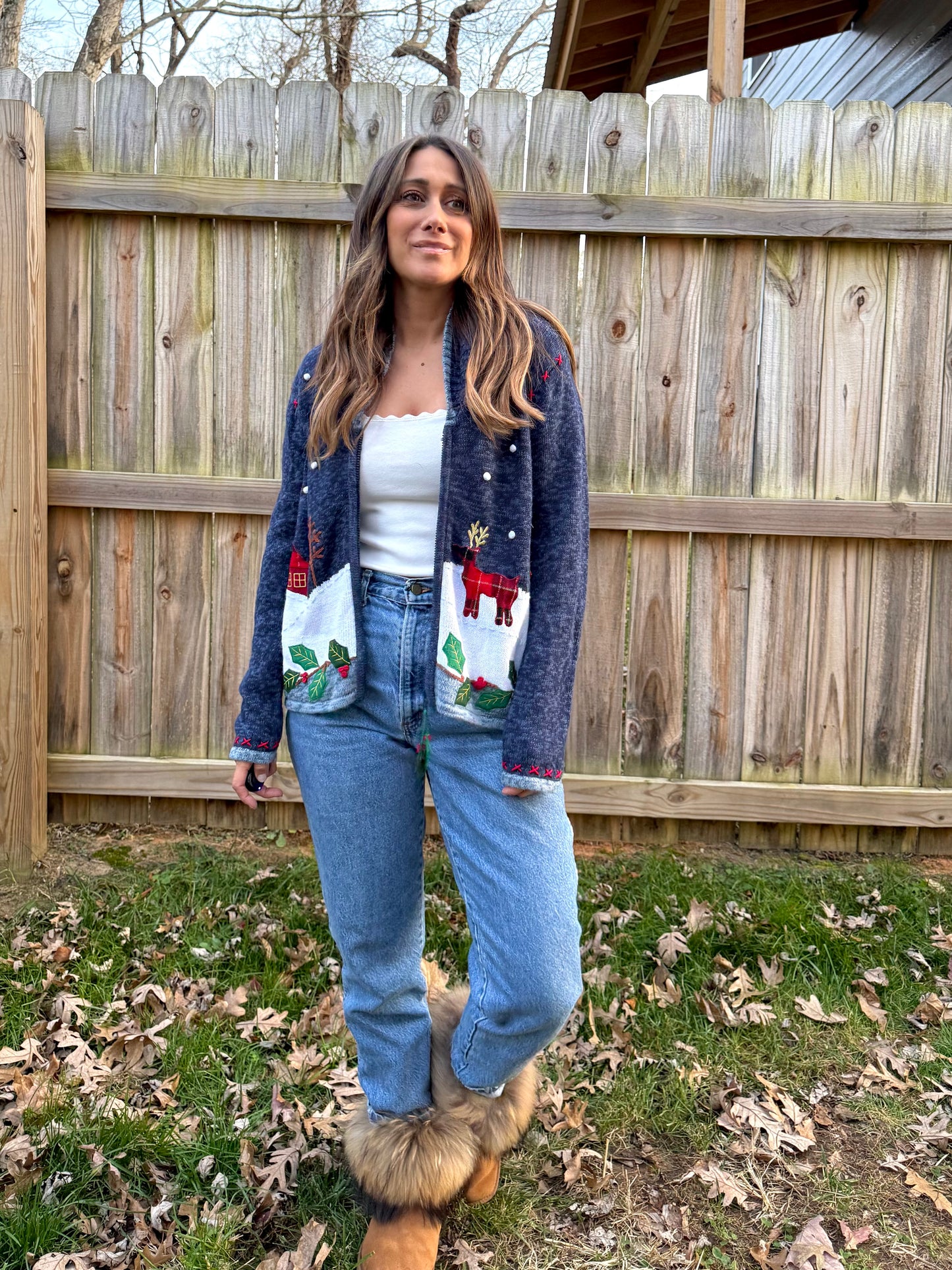 Vintage Tiara International Holiday Christmas Cardigan Sweater