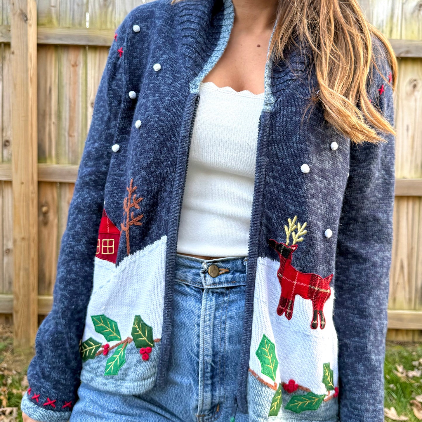 Vintage Tiara International Holiday Christmas Cardigan Sweater