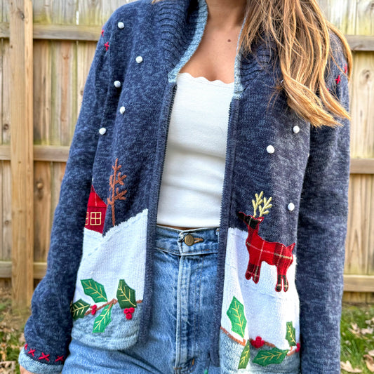 Vintage Tiara International Holiday Christmas Cardigan Sweater
