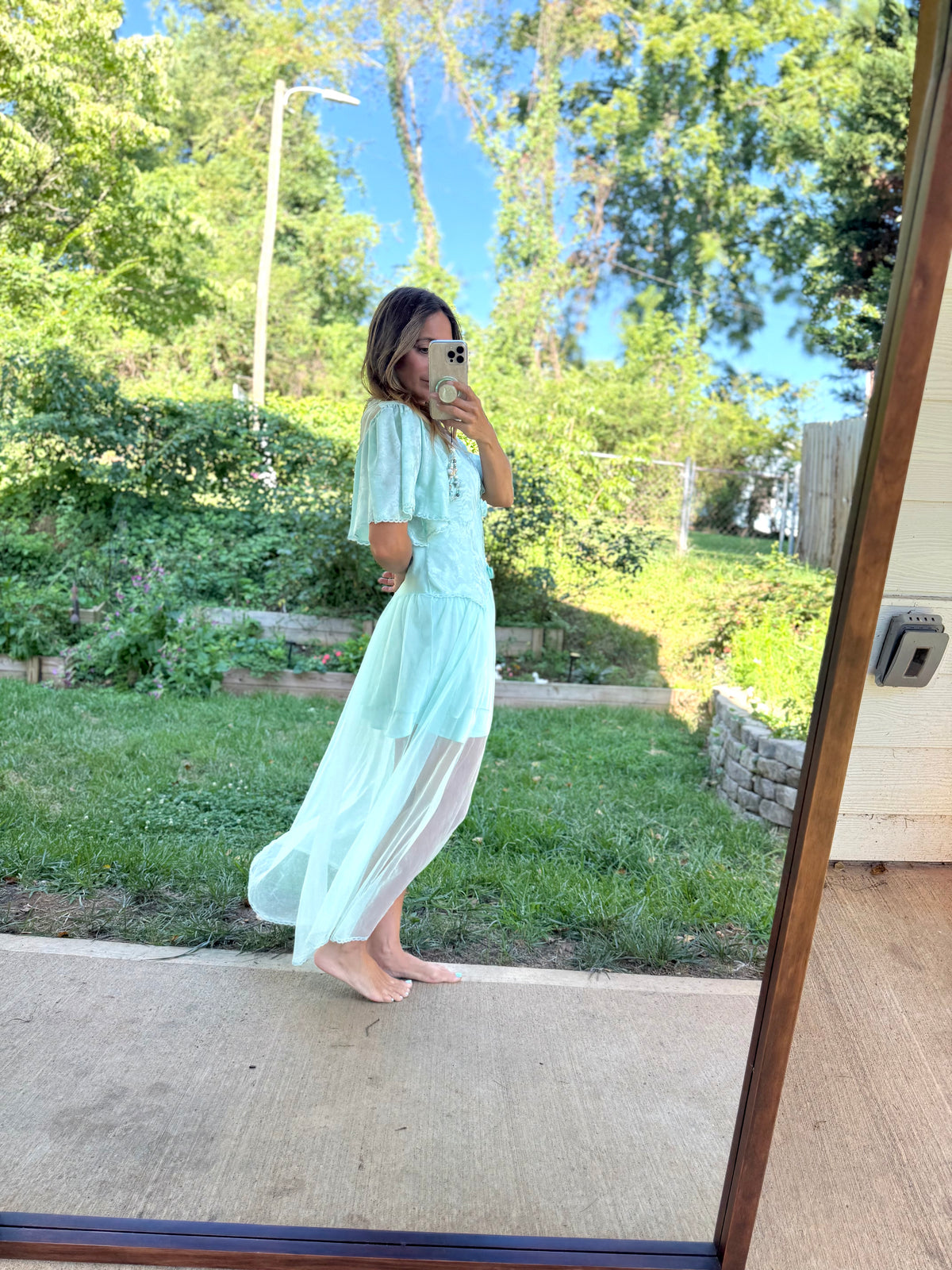 Vintage Sea Glass Sheer House Robe