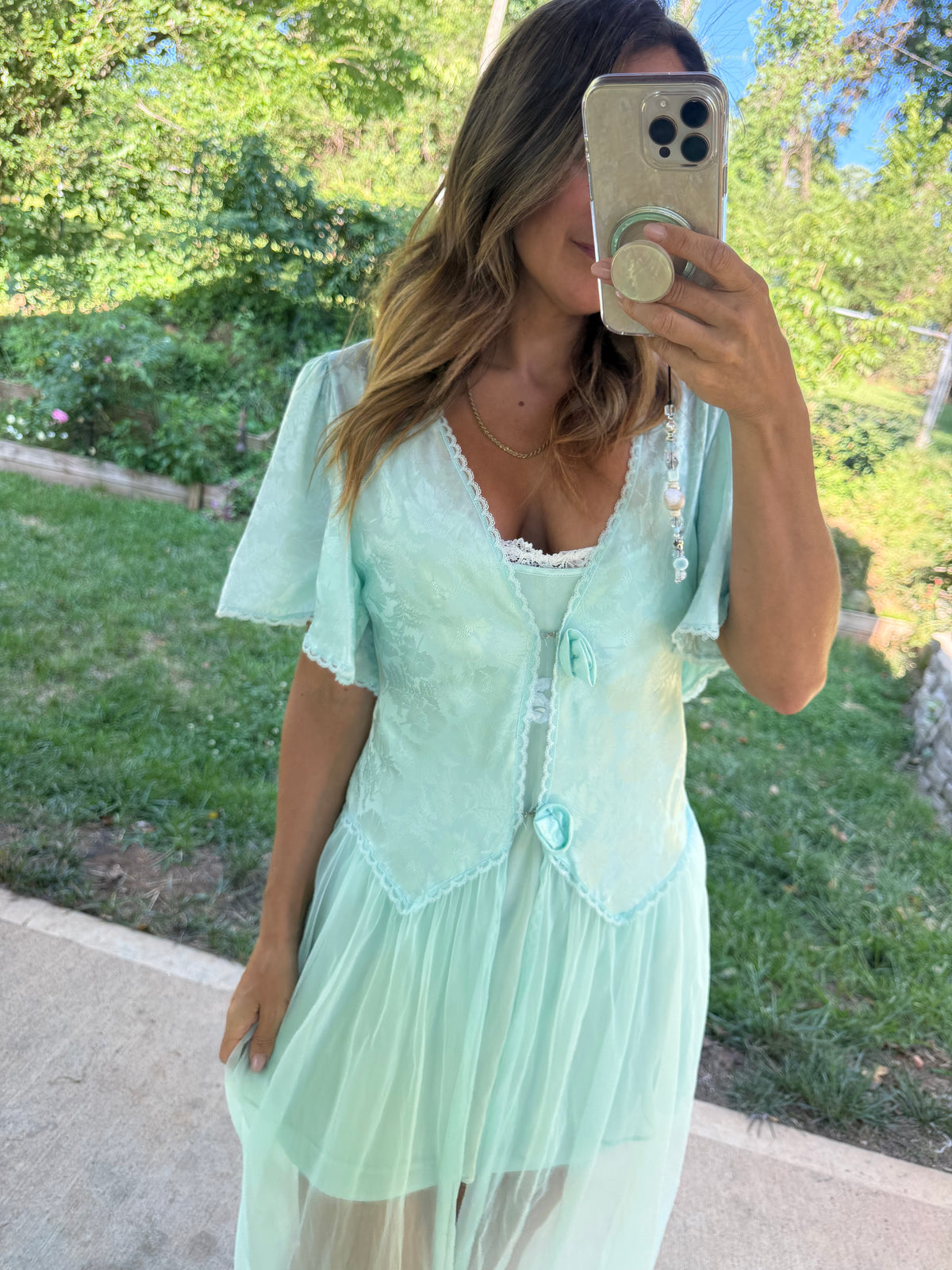 Vintage Sea Glass Sheer House Robe