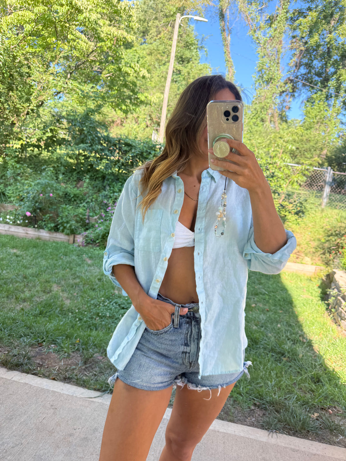Hand-Dyed Seafoam Linen Button Down | Lands’ End Coastal Shirt