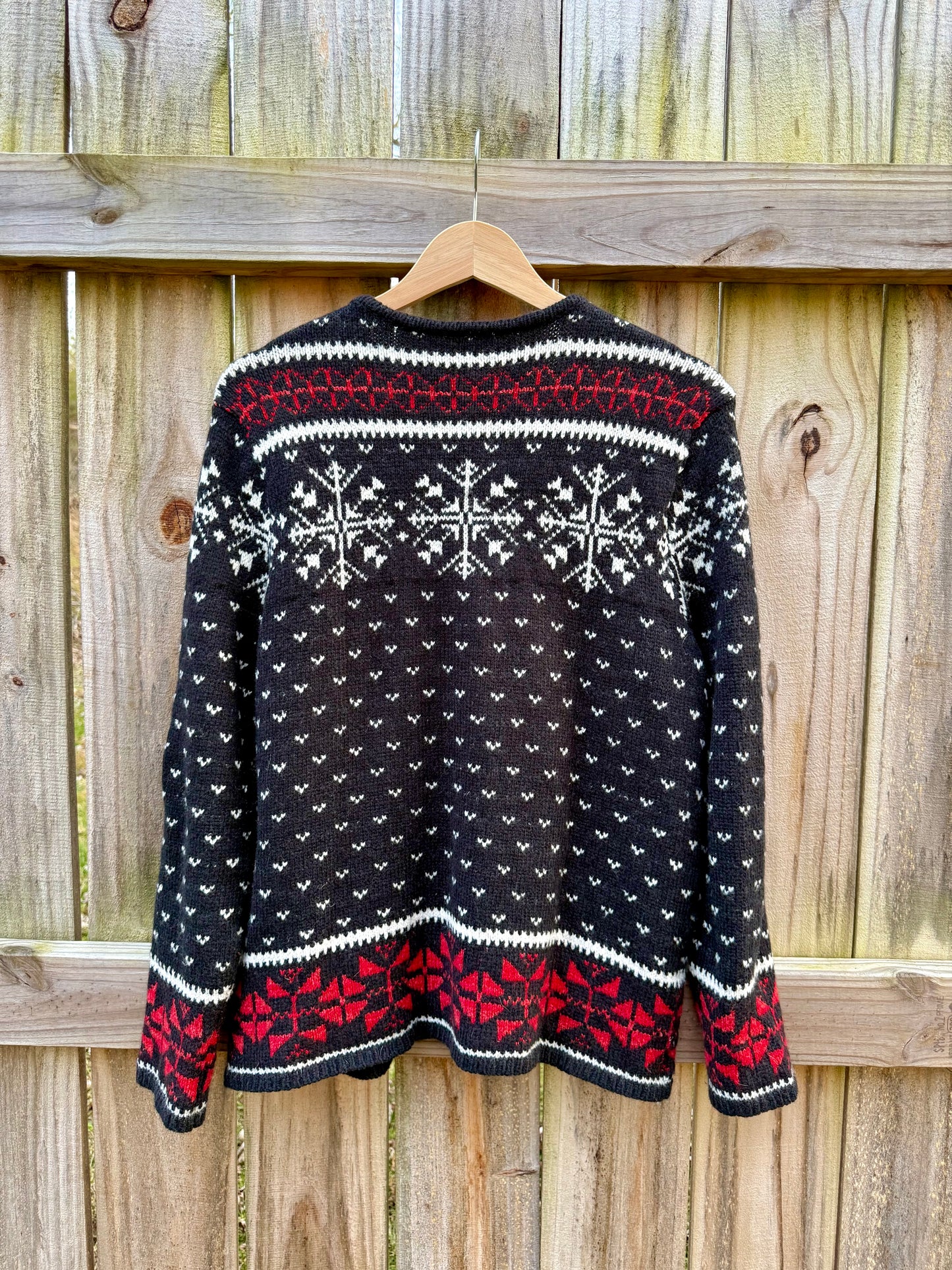 Vintage J.Jill Alpine Reindeer Cardigan Christmas Holiday Sweater