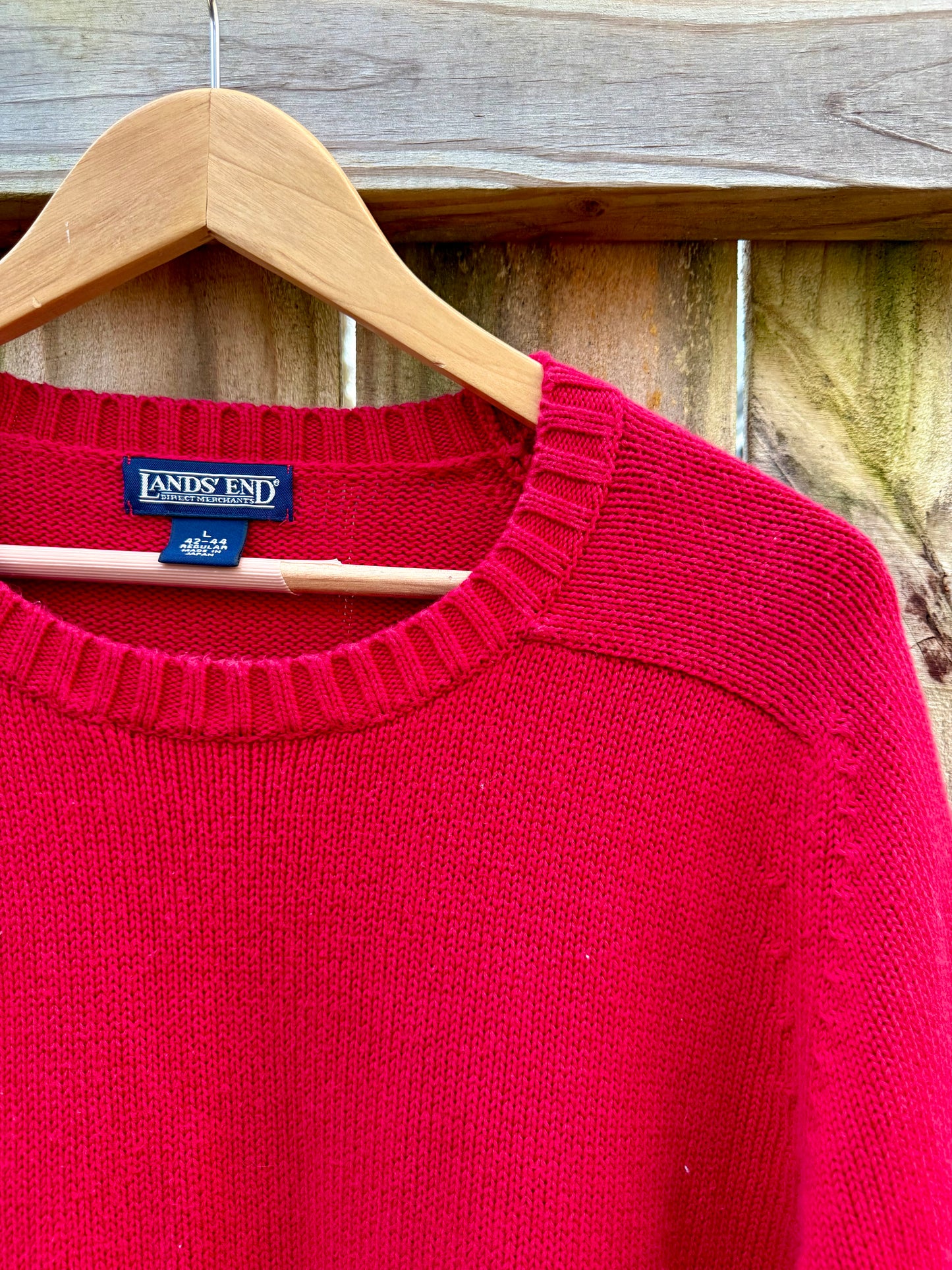 Vintage Lands’ End Red Crew Knit Sweater (Oversized Fit)