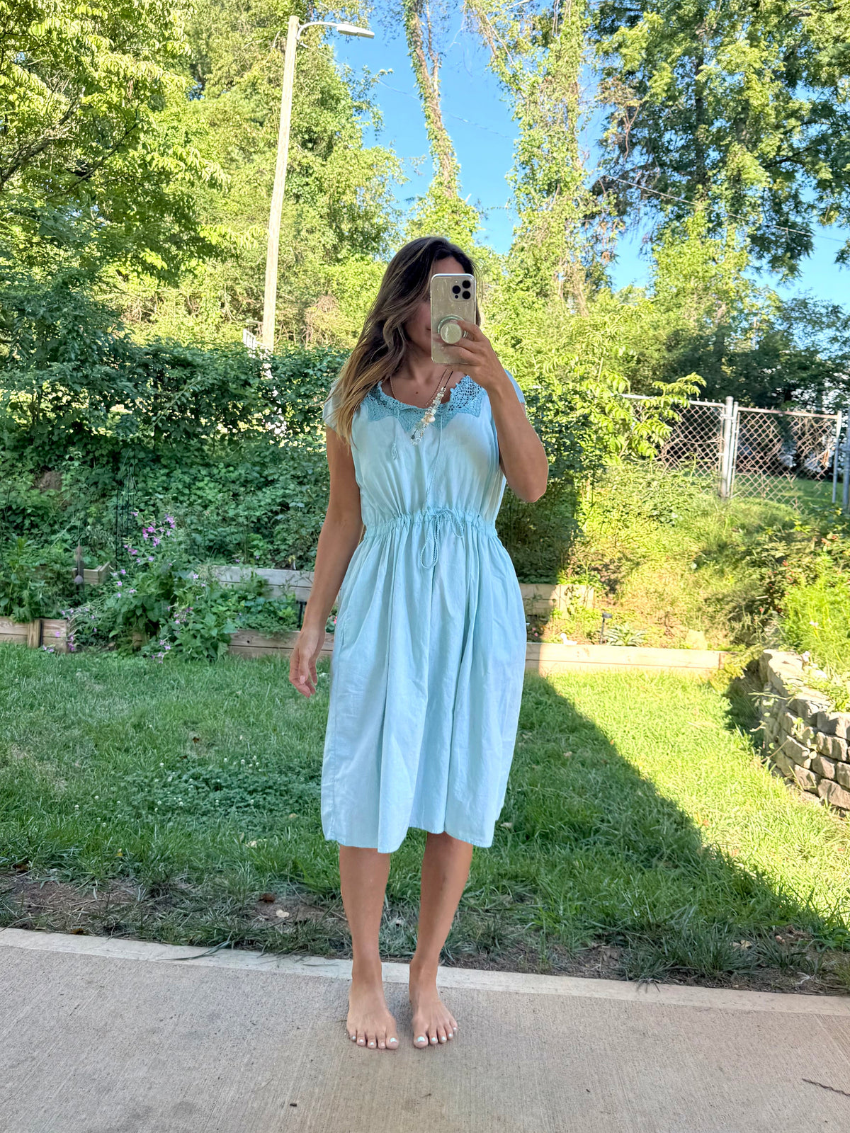 Vintage Esprit Hand-Dyed Sea Glass Linen Blend Dress
