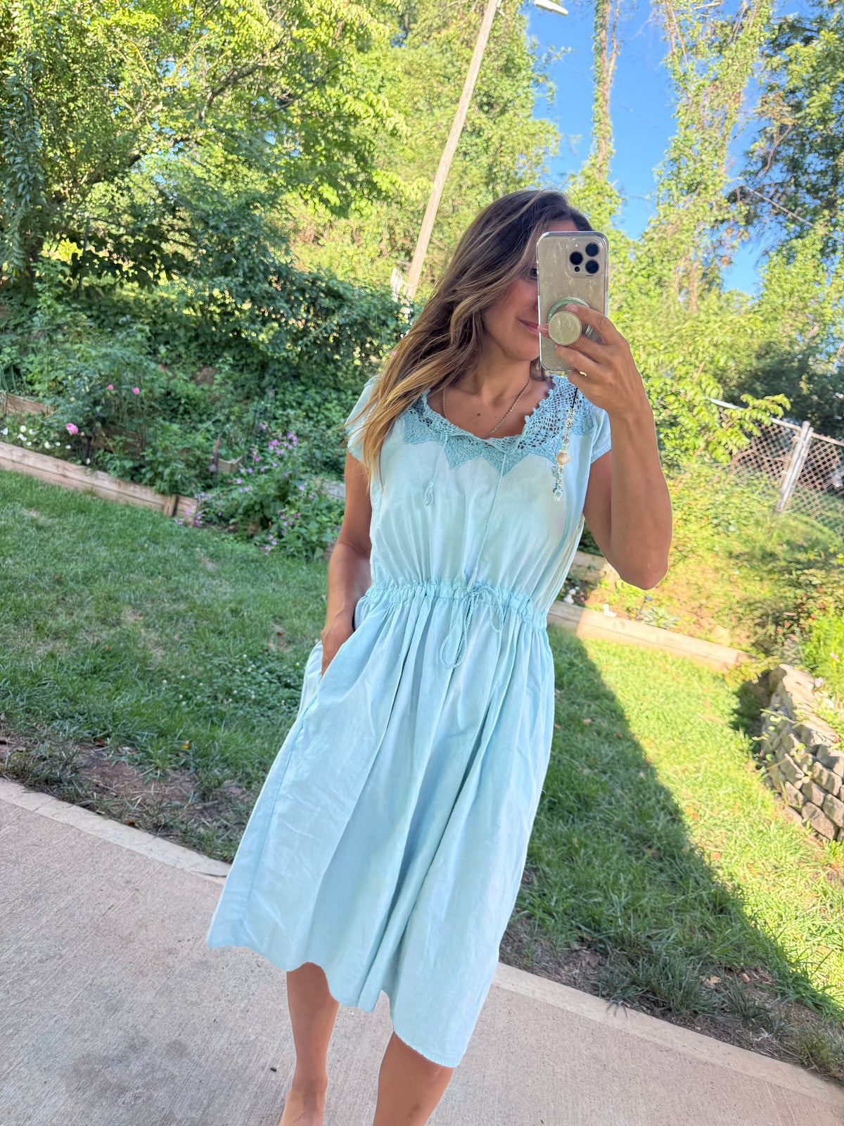 Vintage Esprit Hand-Dyed Sea Glass Linen Blend Dress