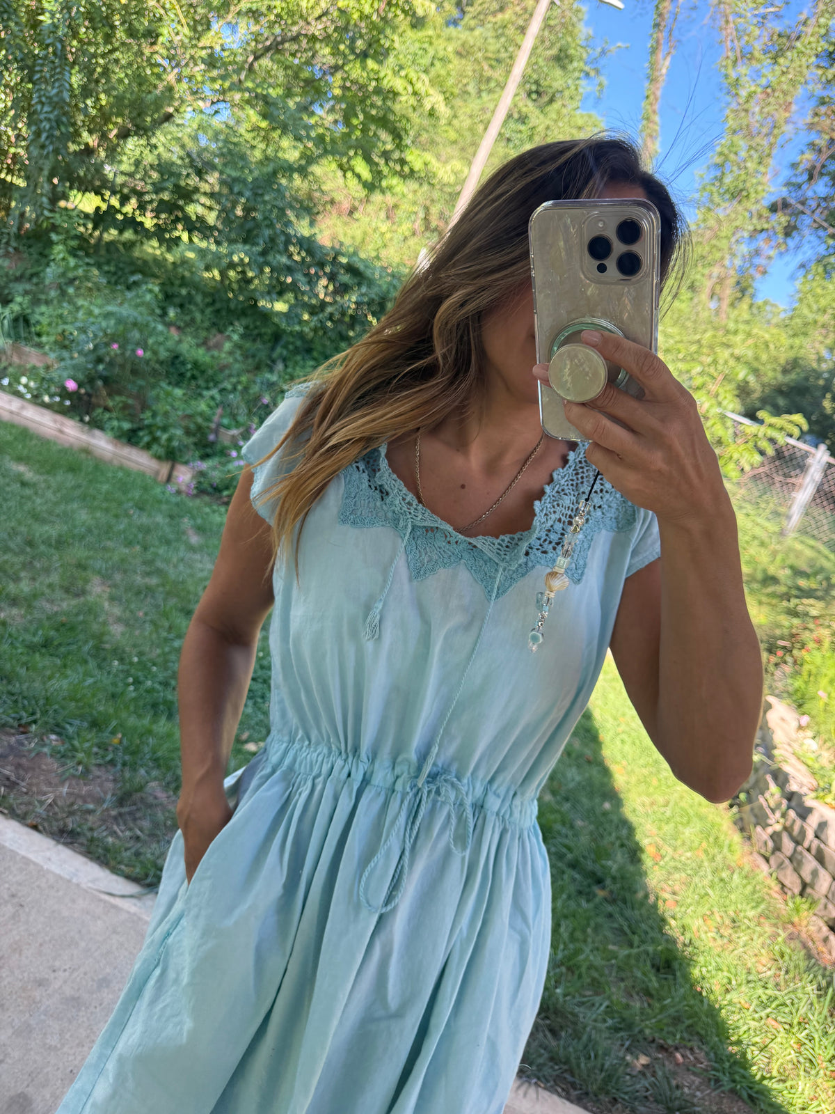 Vintage Esprit Hand-Dyed Sea Glass Linen Blend Dress
