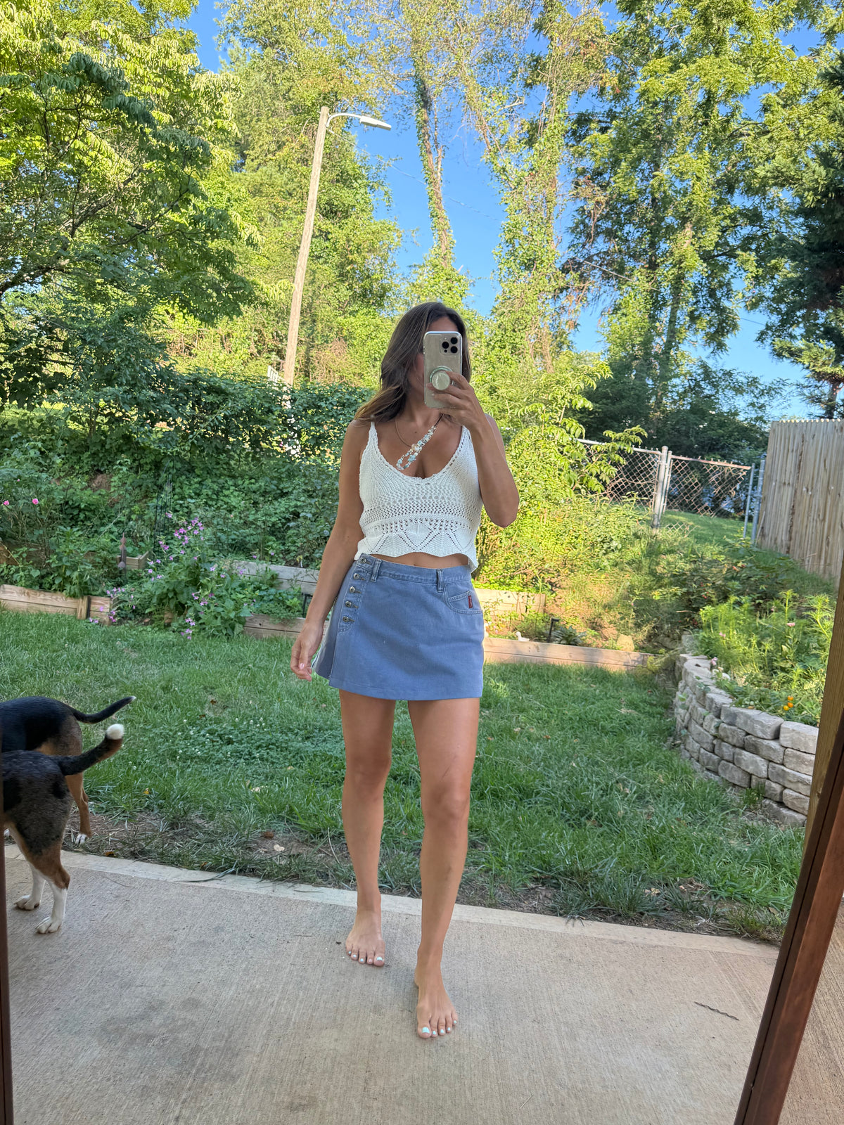 Vintage Y2K Denim Skort | Button Front Micro Mini
