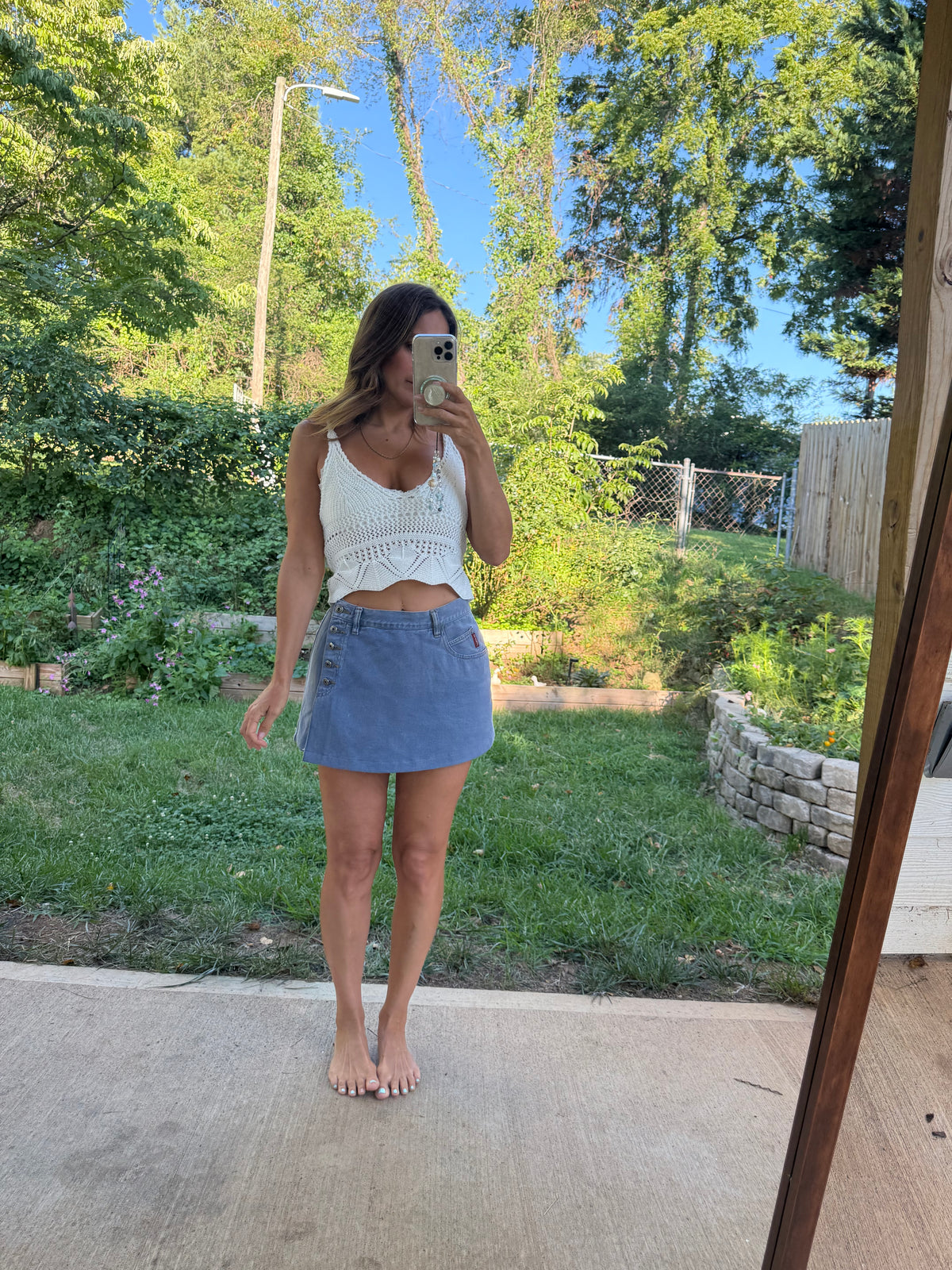 Vintage Y2K Denim Skort | Button Front Micro Mini