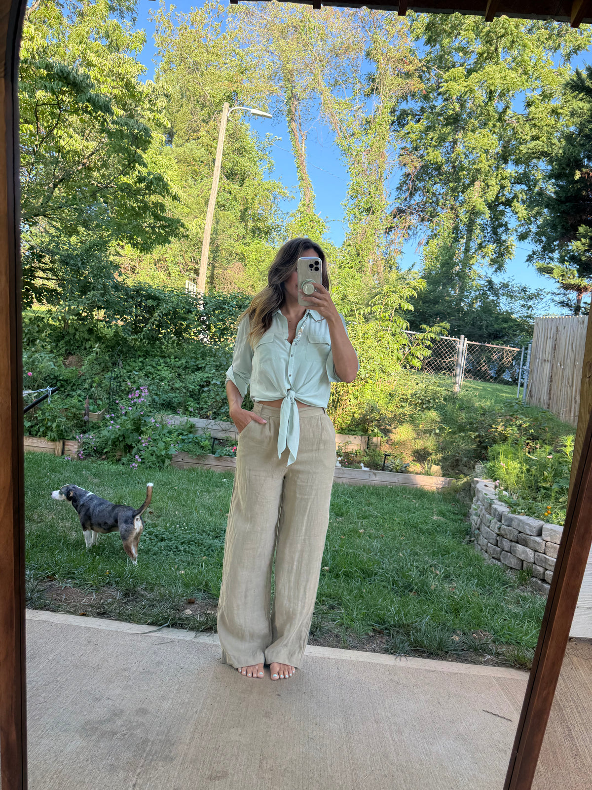 Zara Linen Wide-Leg Trousers XS