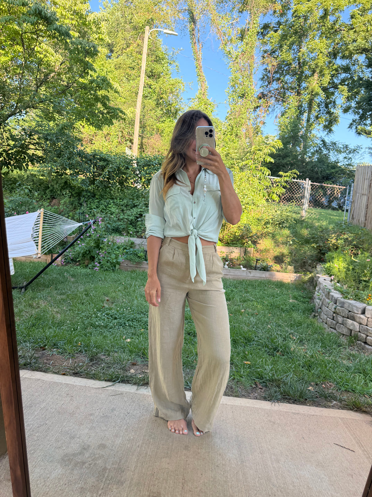 Zara Linen Wide-Leg Trousers XS