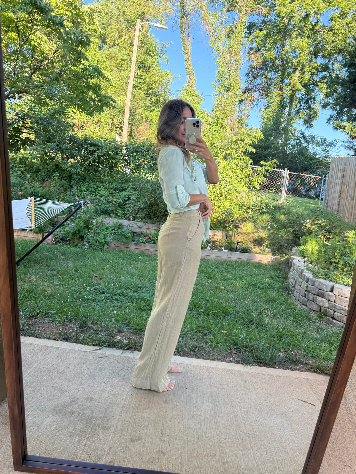 Zara Linen Wide-Leg Trousers XS