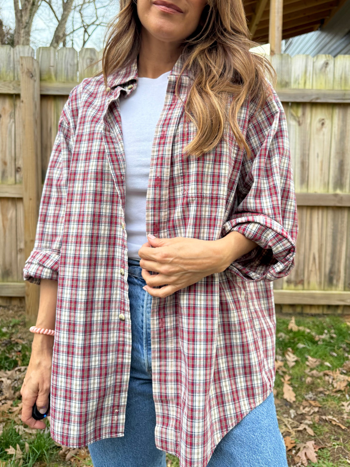 Vintage L.L.Bean Red Plaid Button-Down (Men’s L, Hong Kong Era)