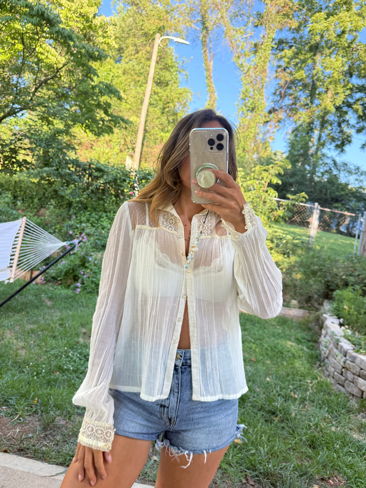 1970s Jessica’s Gunnies Gunne Sax Sheer Lace Blouse