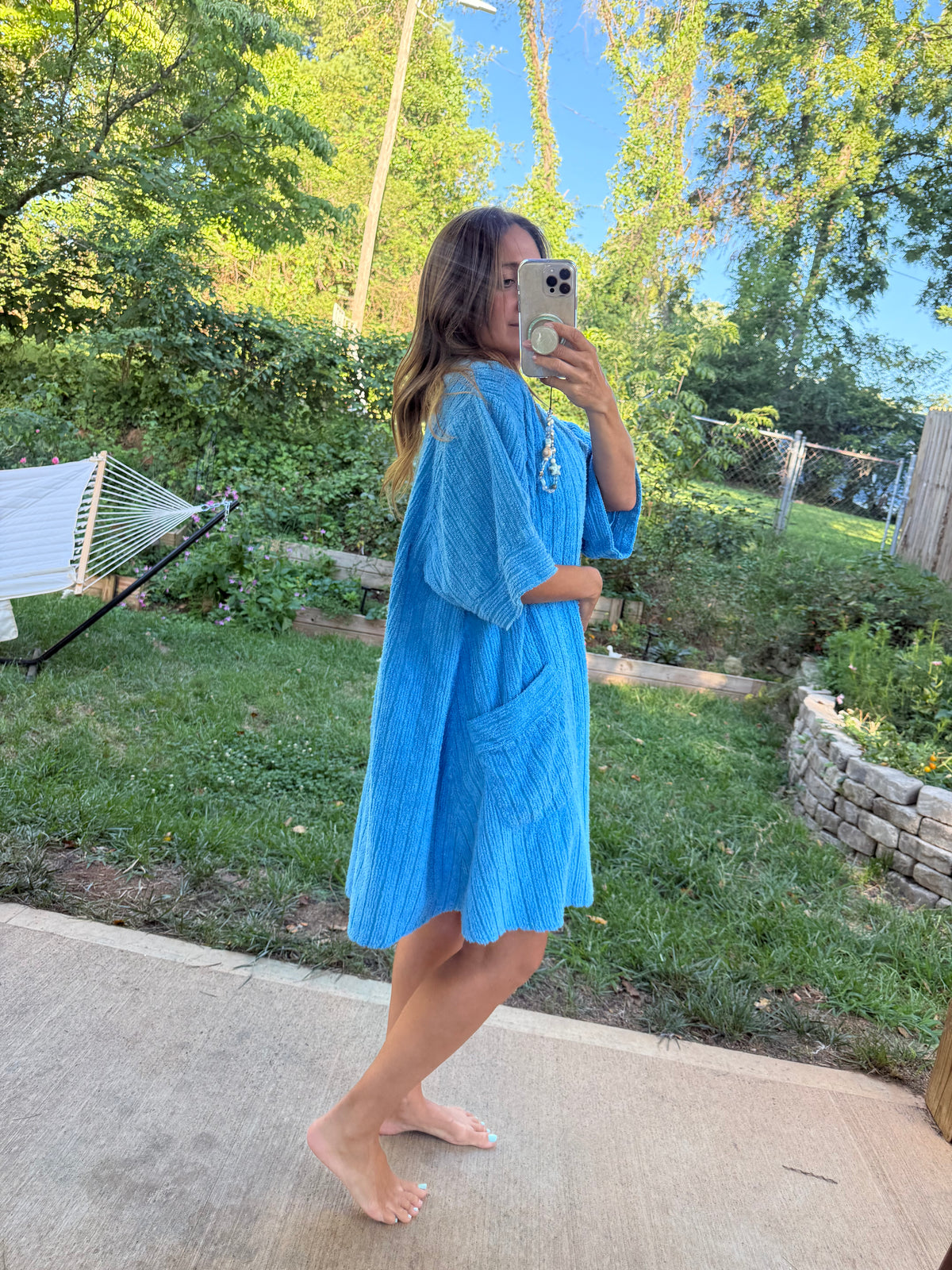 Vintage Adonna Turquoise Terry Zip-Up Cover-Up