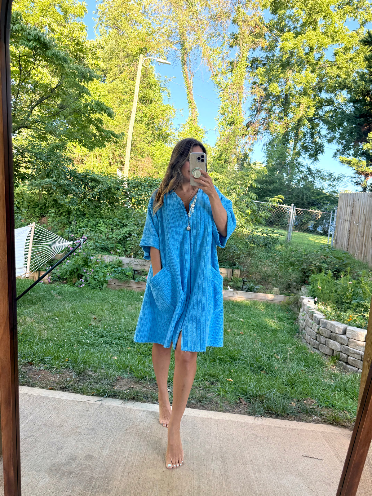 Vintage Adonna Turquoise Terry Zip-Up Cover-Up