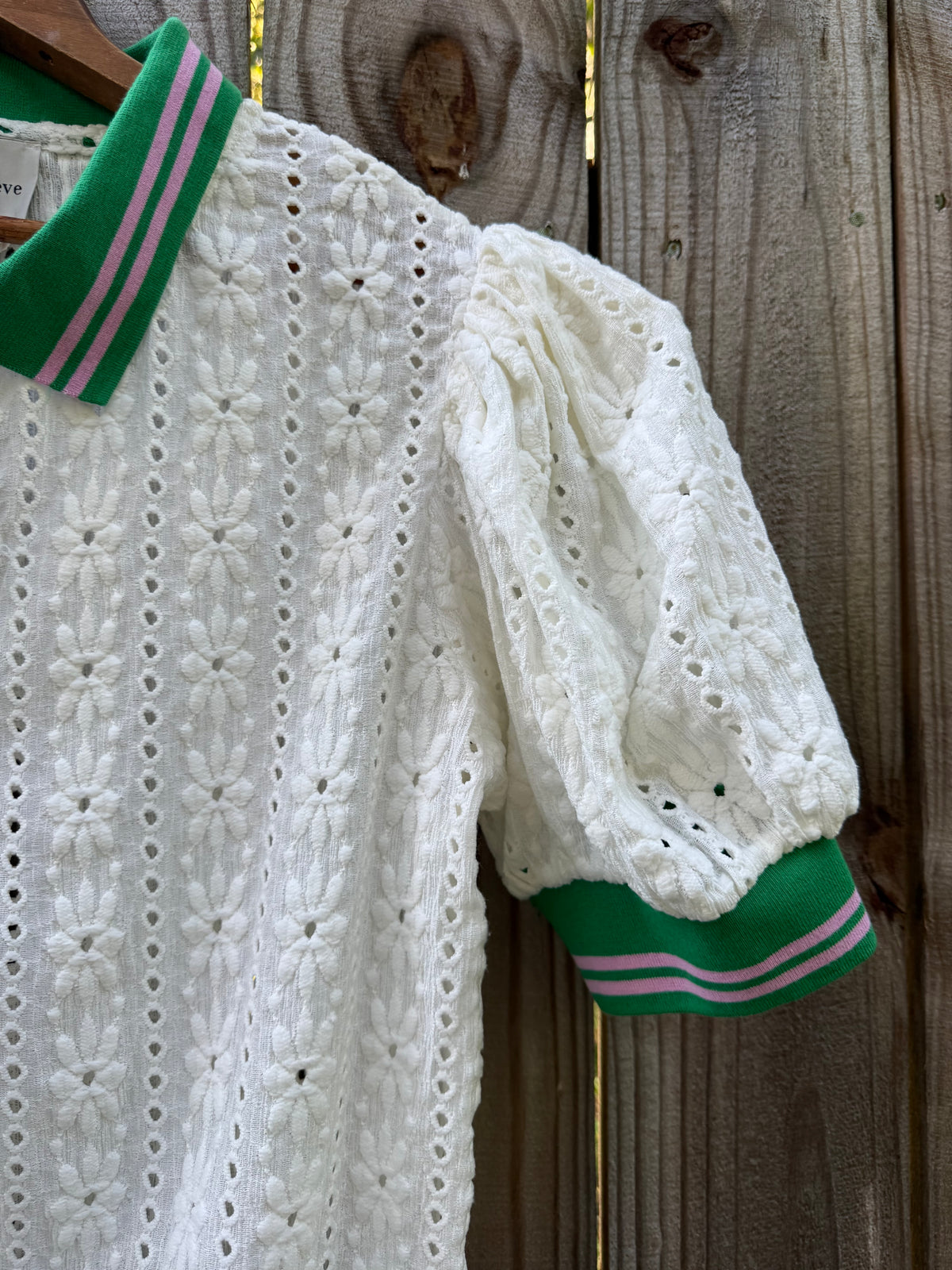 Maeve Eyelet Polo Top