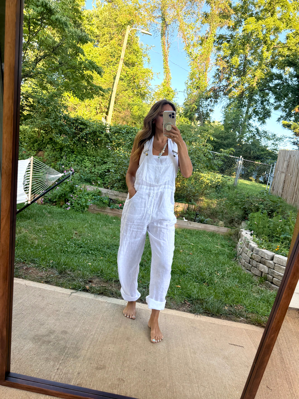 WeWoreWhat White Linen Overalls M