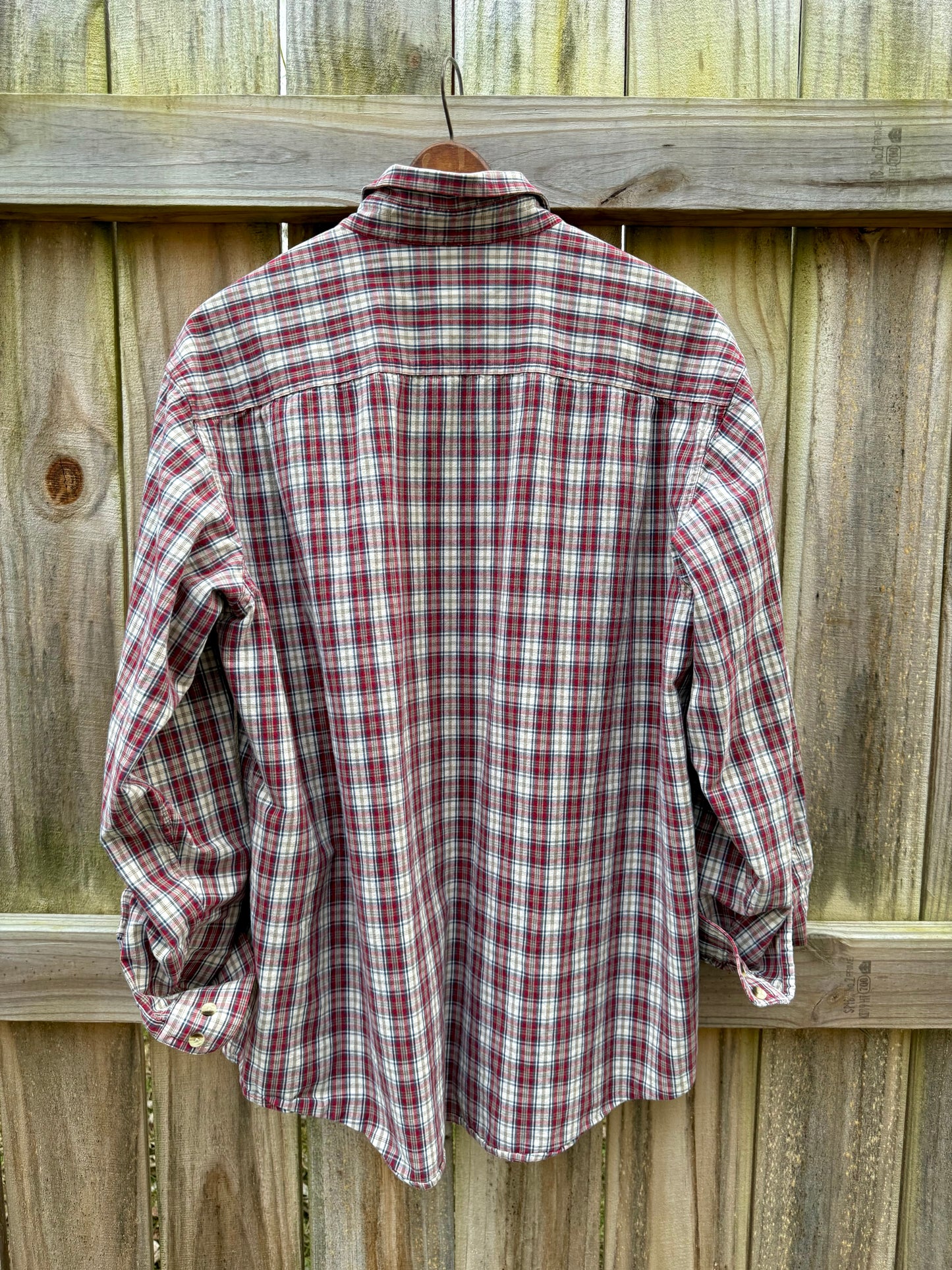 Vintage L.L.Bean Red Plaid Button-Down (Men’s L, Hong Kong Era)