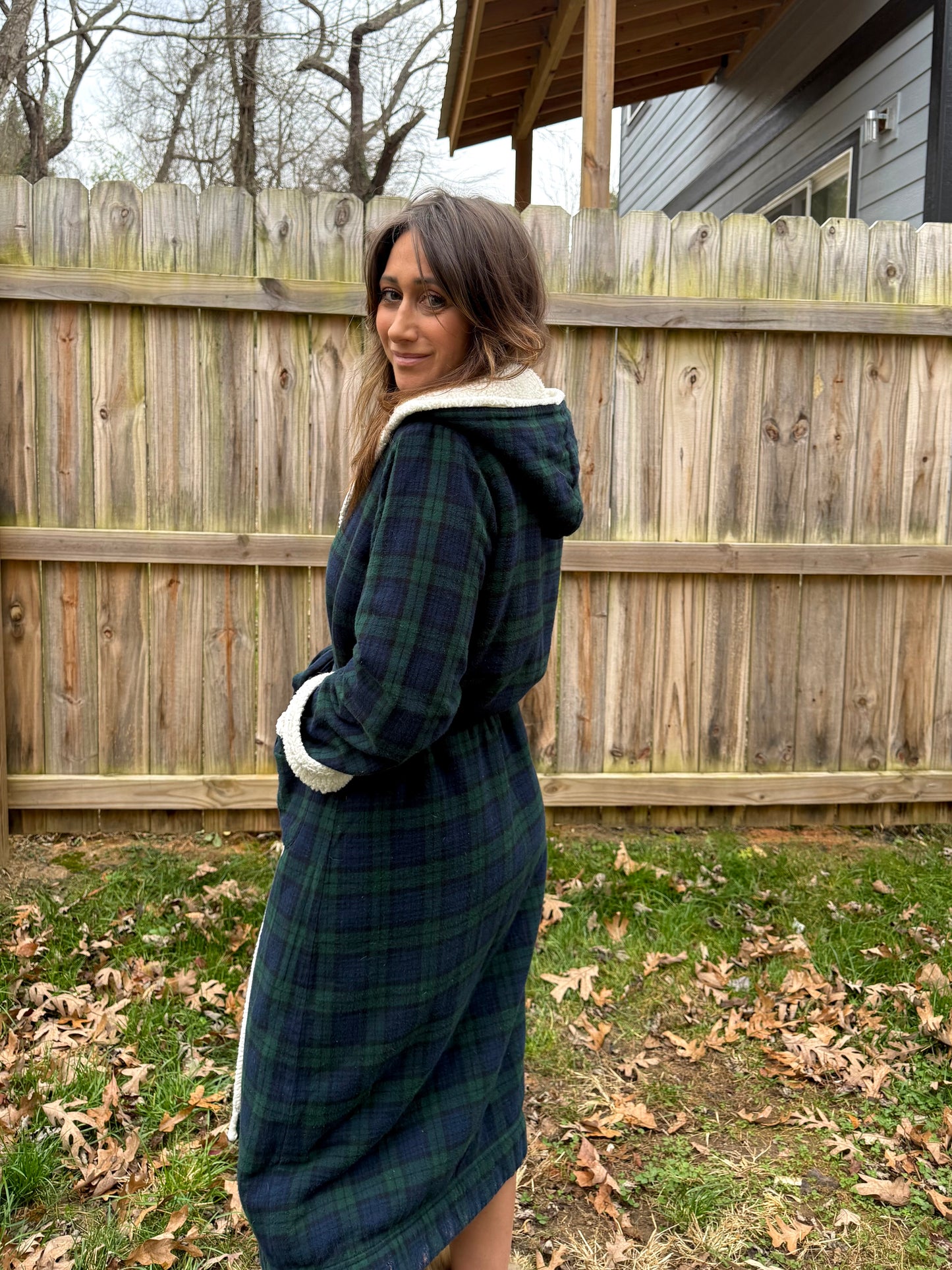 L.L. Bean Sherpa-Lined Plaid Robe