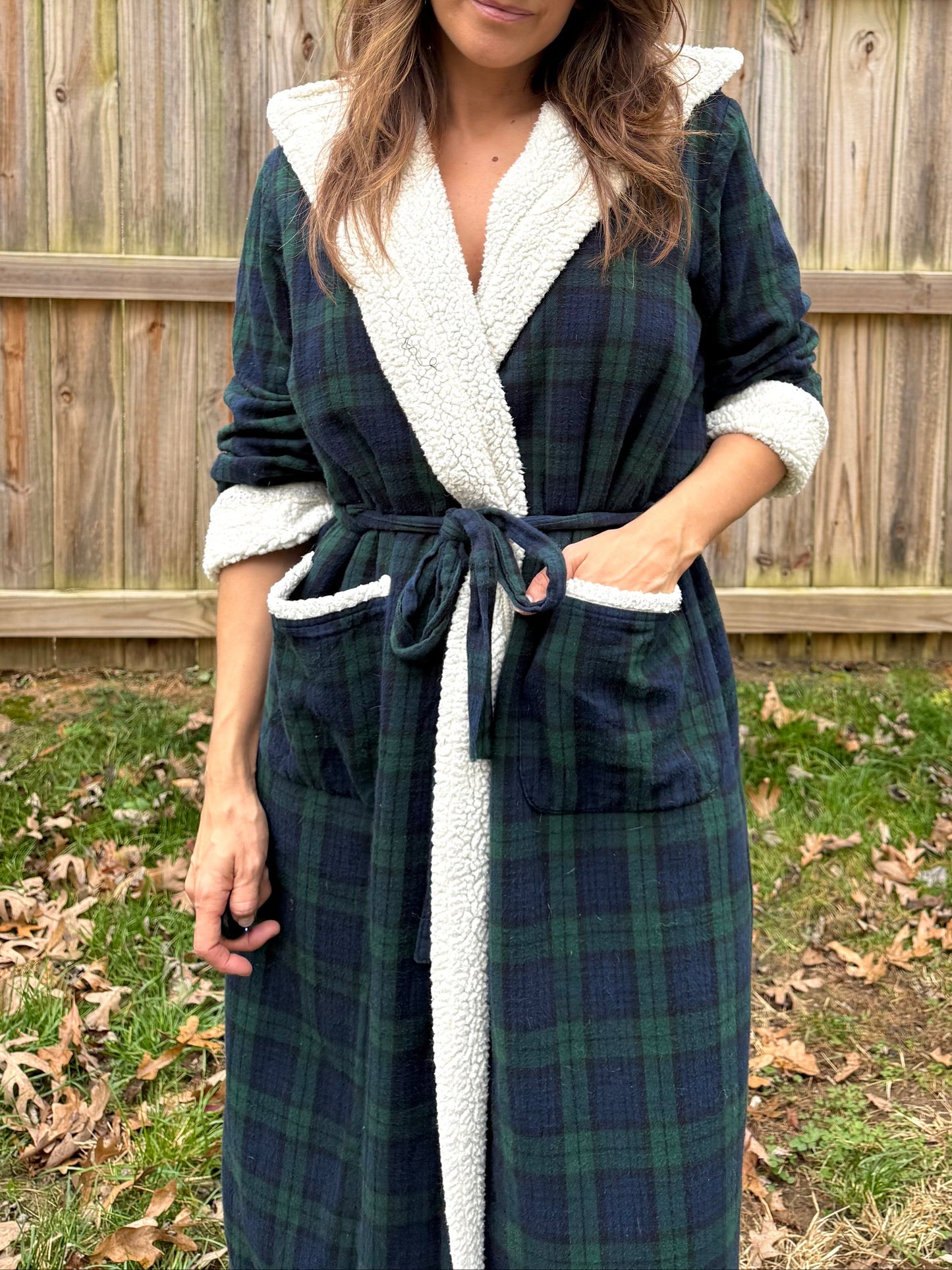 L.L. Bean Sherpa-Lined Plaid Robe