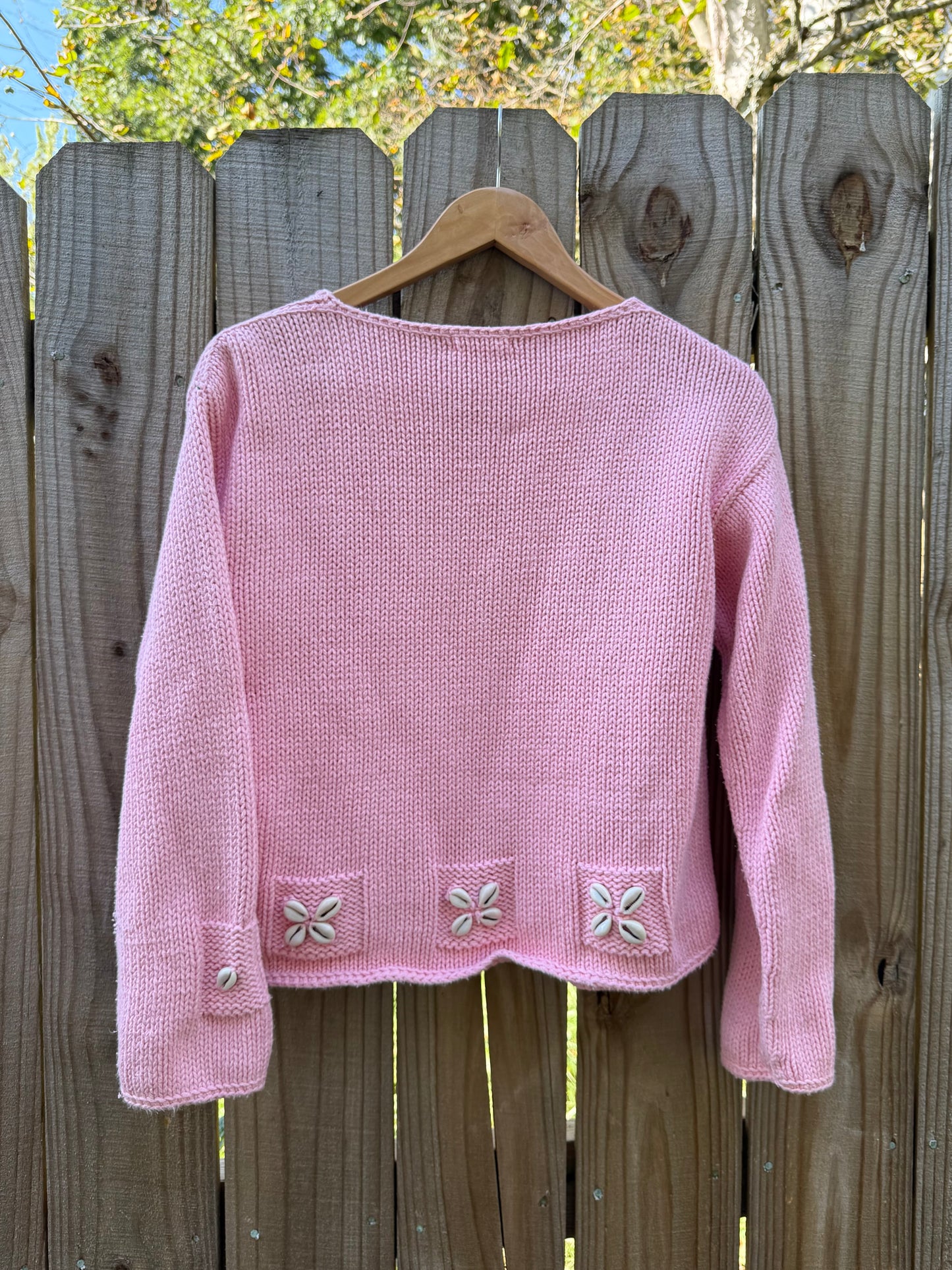 Cowrie Shell Knit Sweater — Bubblegum Pink 90s Surf / Coastal Cowboy