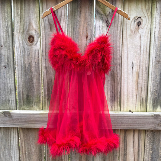 Vintage Frederick’s of Hollywood Red Feather Babydoll