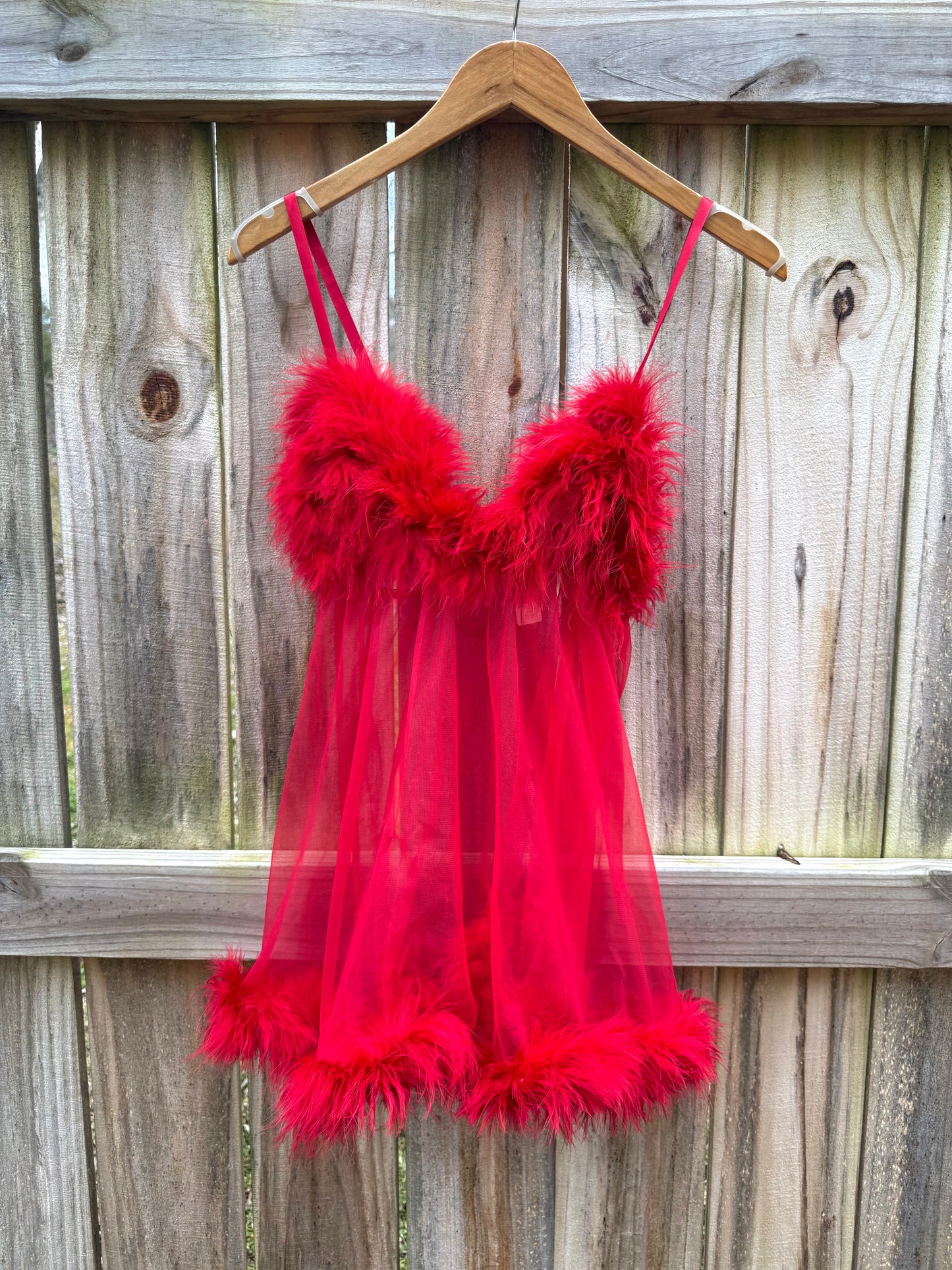 Vintage Frederick’s of Hollywood Red Feather Babydoll