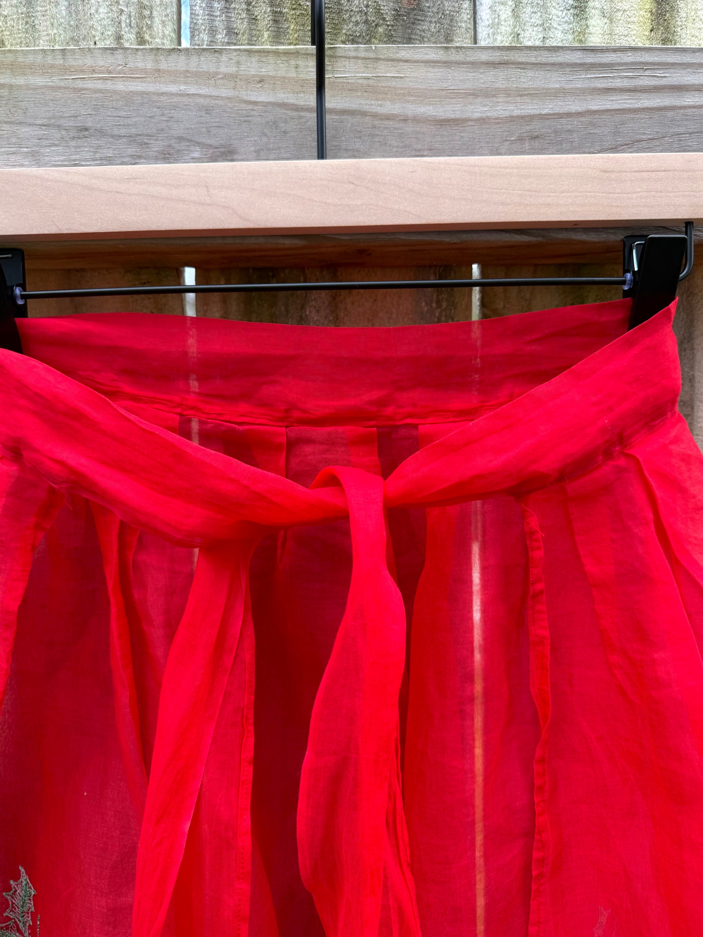 Vintage Red Holly Embroidered Apron