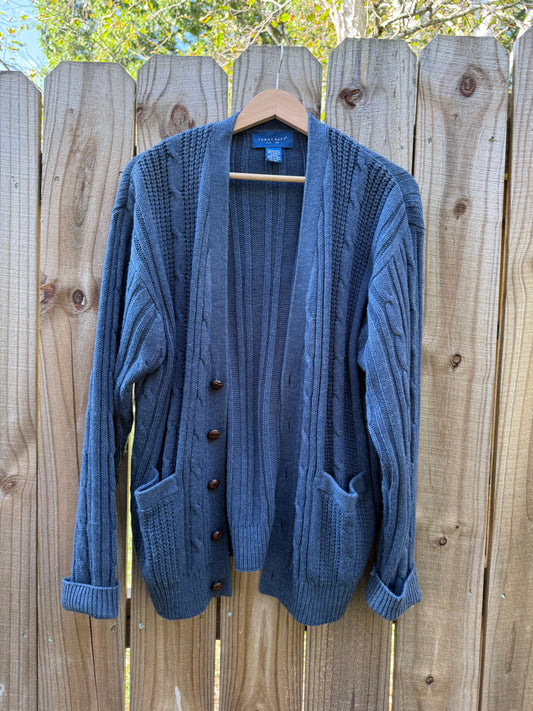 Navy Grandpa Cardigan — 90s / Slouchy Layering Knit
