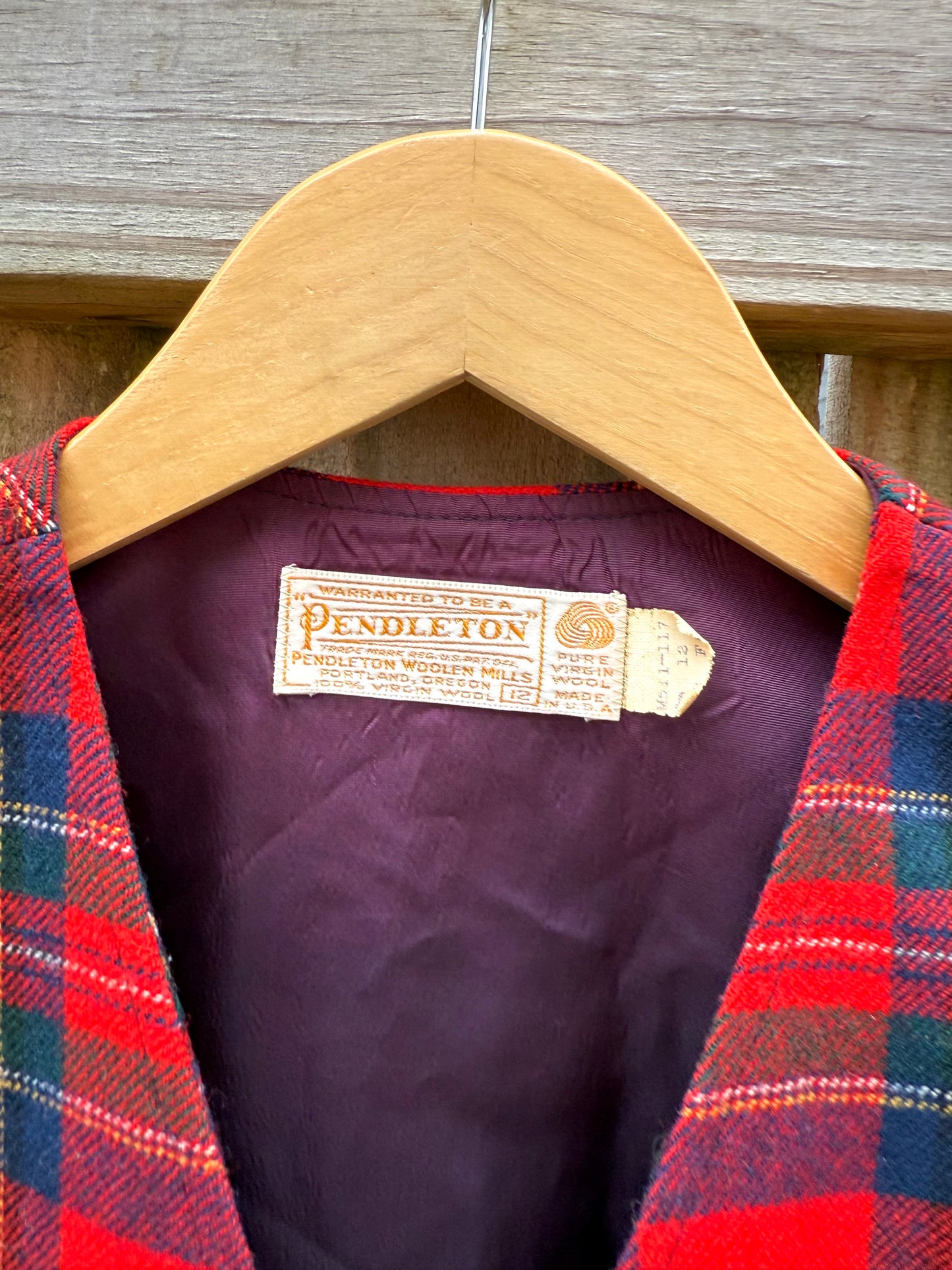 Vintage Pendleton Tartan Wool Vest