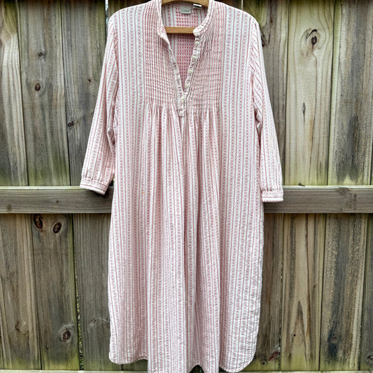 LL BEAN COTTAGE NIGHTGOWN — RED STRIPE