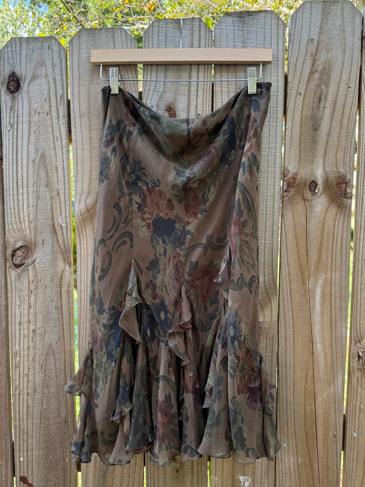 Lauren Ralph Lauren 100% Silk Ruffle Skirt — 2000s