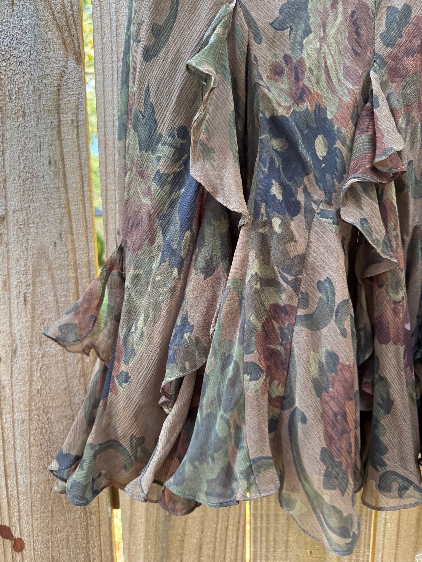 Lauren Ralph Lauren 100% Silk Ruffle Skirt — 2000s